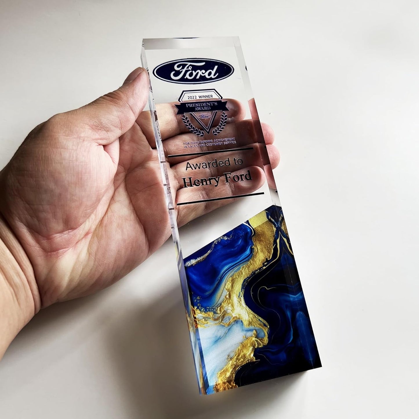 Tina&Co Customizable Acrylic Trophy Award for Activities Personalized Trophy Plaque with Logo Ideal for Employee Appreciation Gifts Awards and Trophies - 8"x 2.5"x0.8“