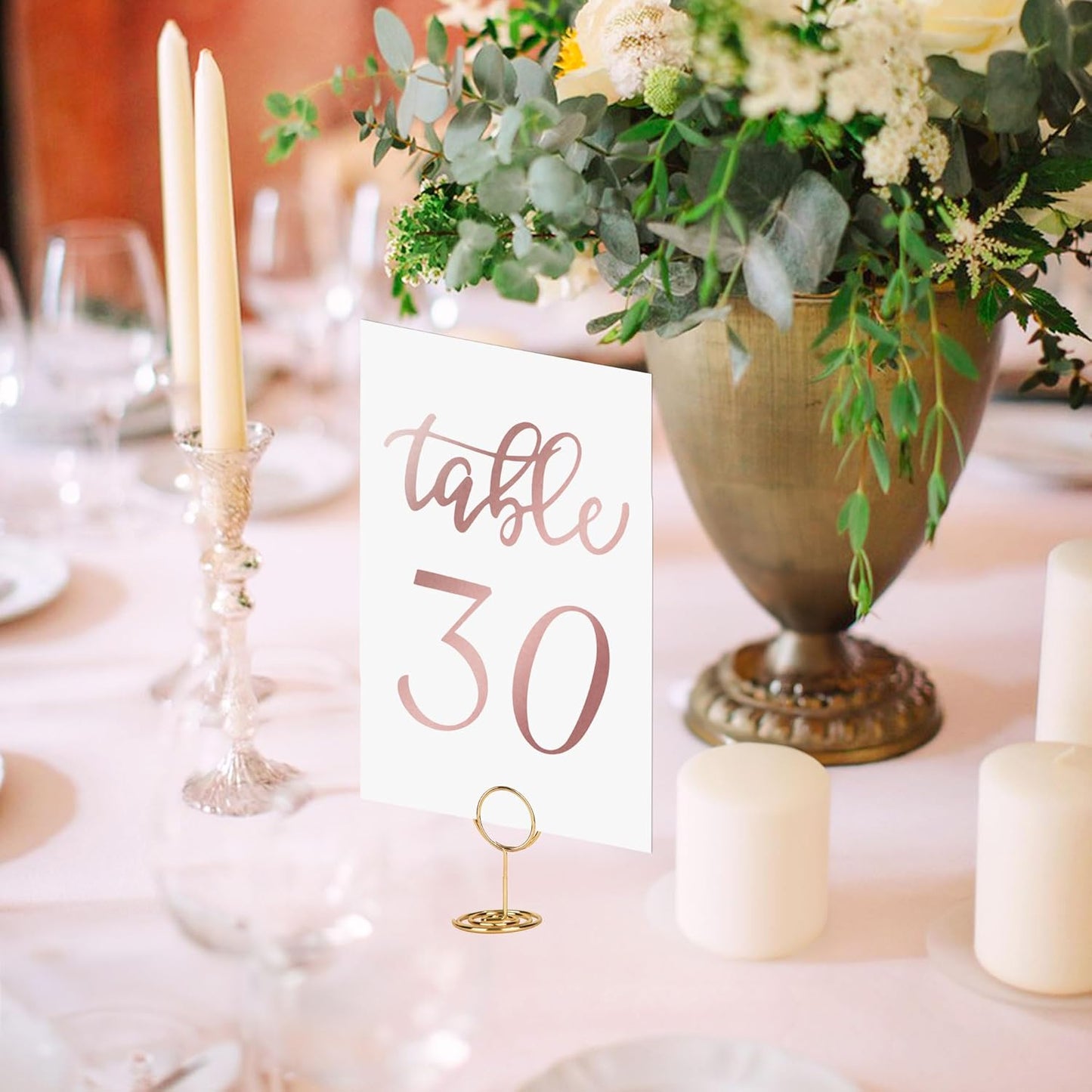 JOYIT 31 Set Wedding Table Numbers 1-31 with 31 Pcs Holders, Rose Gold Table Numbers with Place Card Holders, 4" x 6" for Wedding Reception