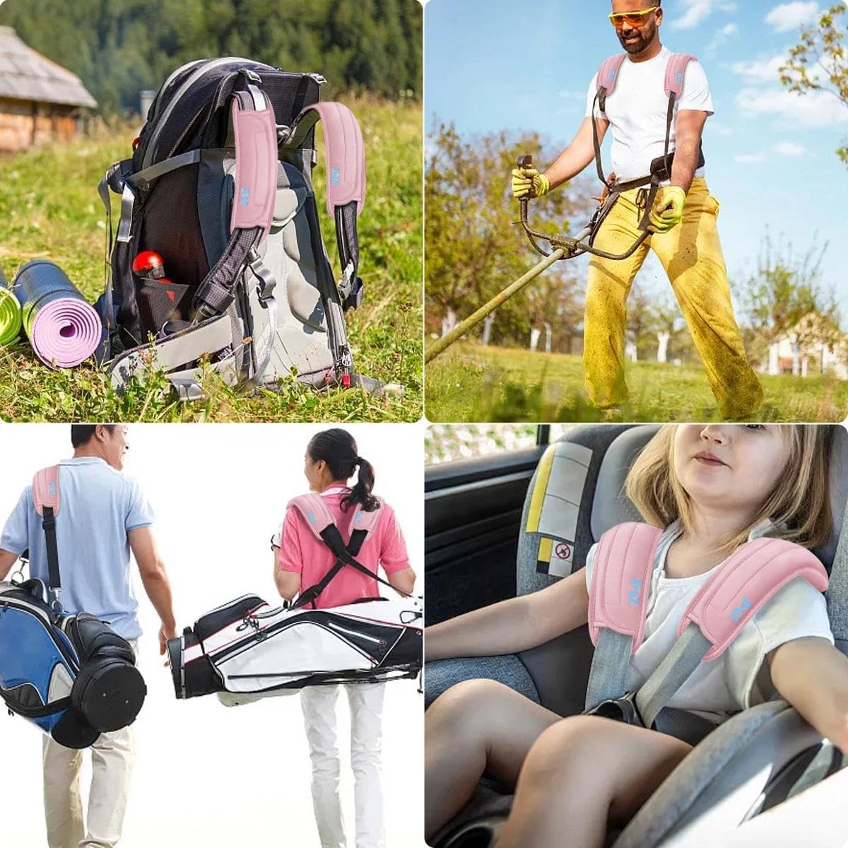 ZINZ 2-Pack Universal Shoulder Pad with Ultra Thick Cushion for Bag Luggage Bag Crossbody, Plus Long & Anti-Slip & Breathable,Pink