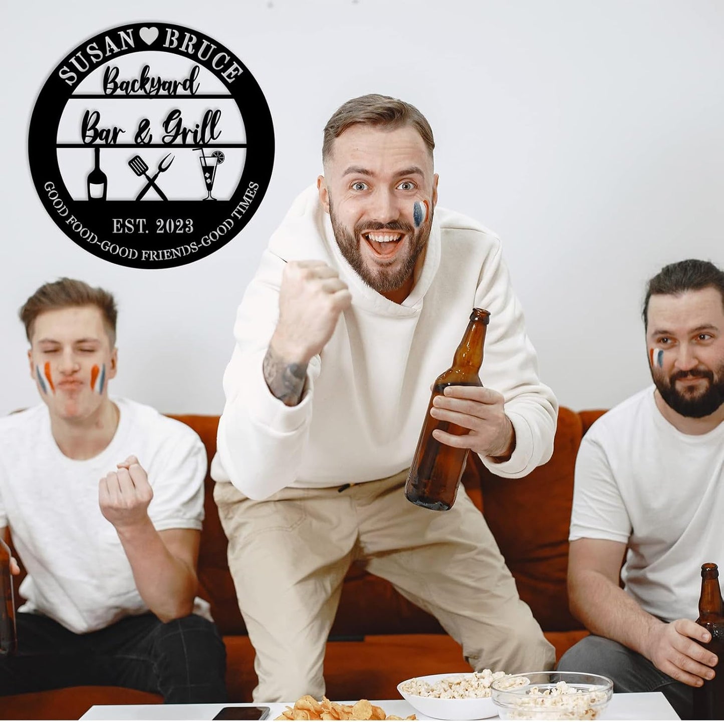 Custom Bar and a Grill Metal Sign, Personalized Bar Sign, Personalized Grill Sign,Man Cave, Club, Custom Metal Bar Decor,Backyard Patio Kitchen for BBQ Outside Wall Decor