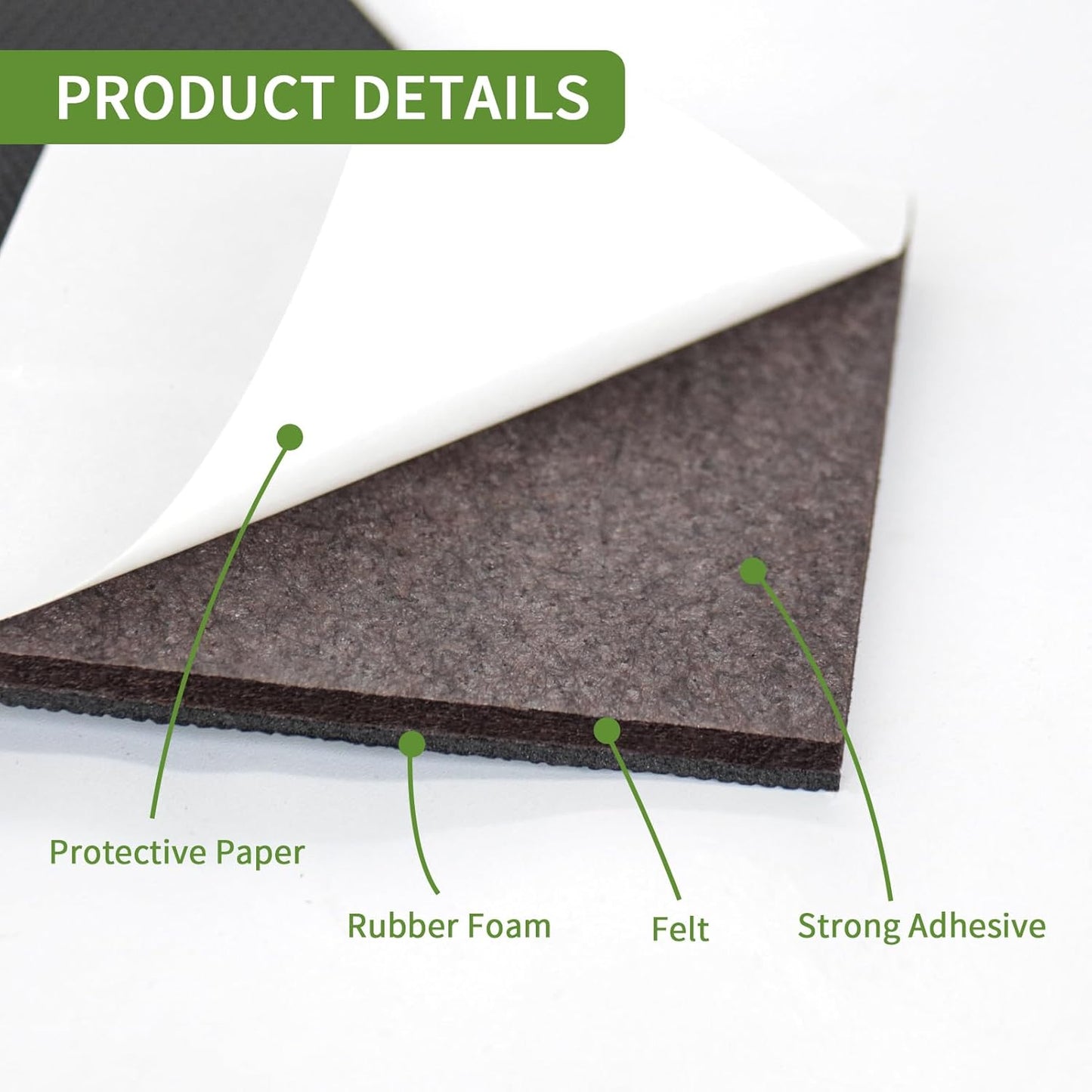 Non Slip Furniture Pads 8 PCS 4'' Square - Anti Slip Furniture Pads - Self Adhesive Rubber Feet Furniture Feet - Chair Leg Floor Protectors - Keep Furniture in Place