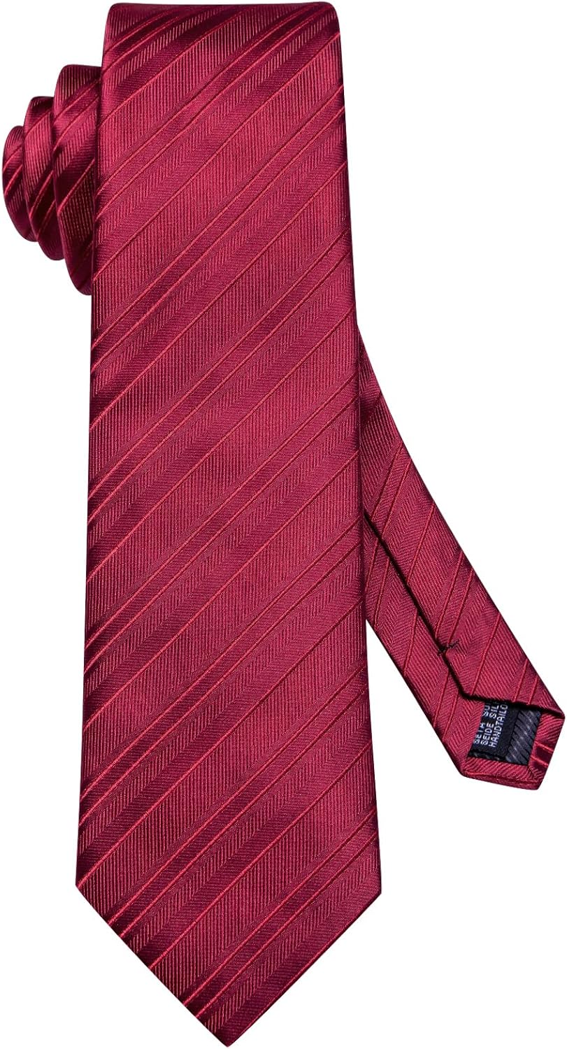 Dubulle Mens Paisley Striped Tie WOVEN Necktie for Men and Handkerchief Cufflinks Set Wedding Formal Business