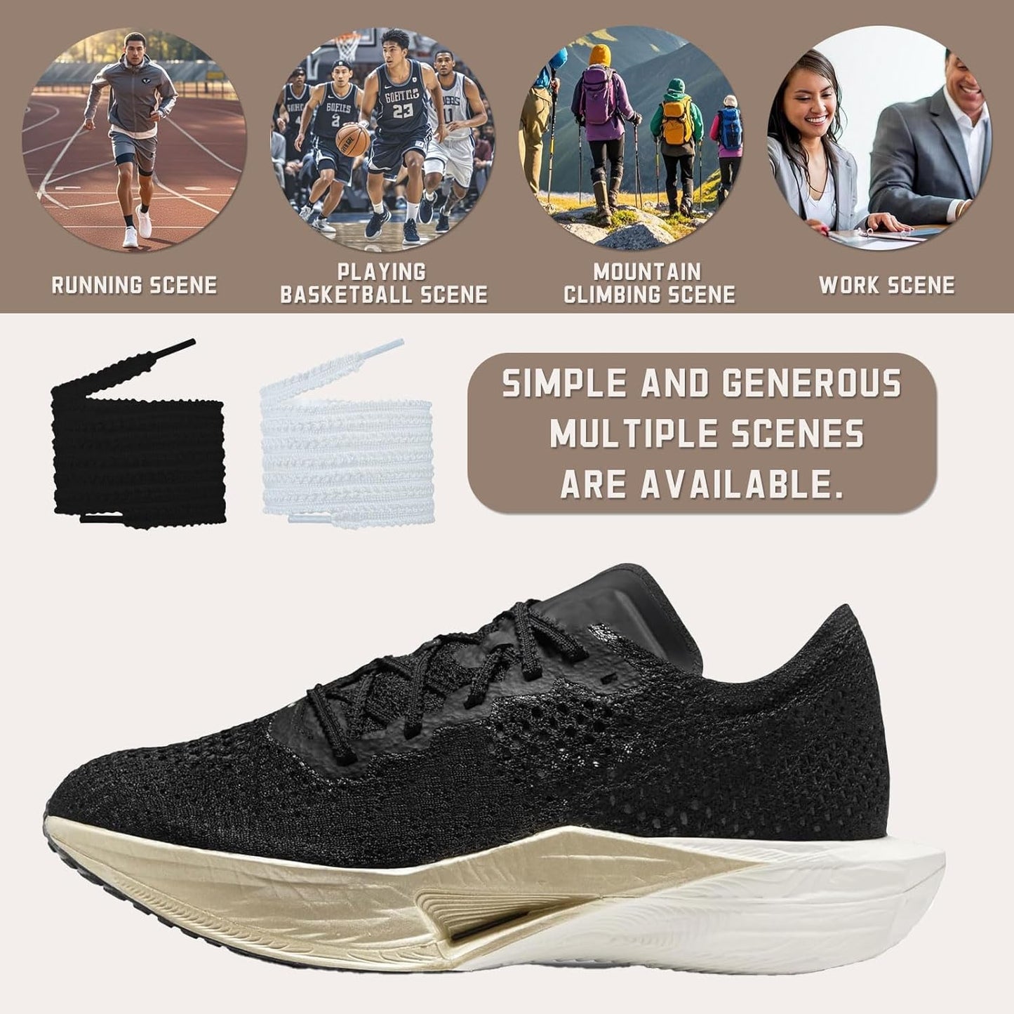 2 Pairs Shoelaces for Nike AlphaFly 3 Shoes, Athletic Replacement Shoe Strings for Trainers Running Sneaker