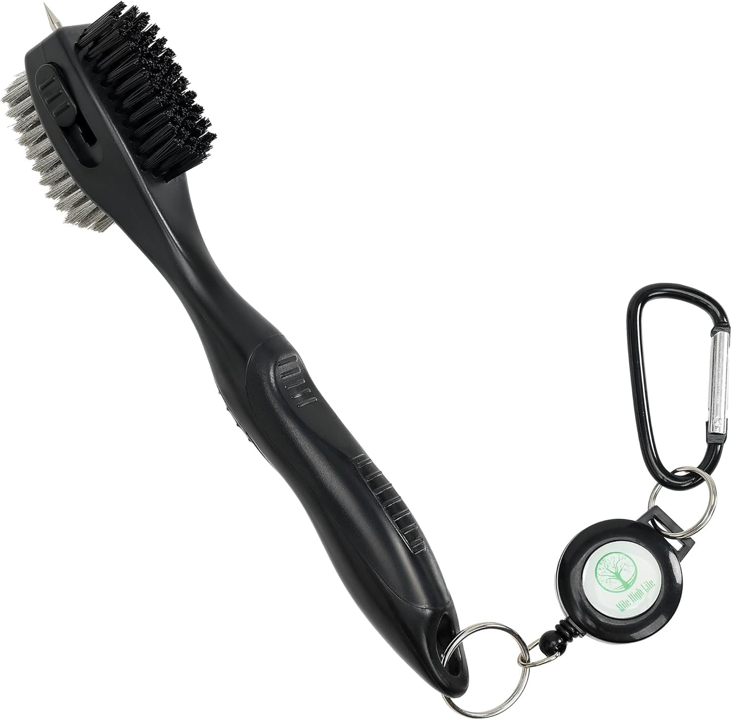 Mile High Life Golf Club Brush, Club Groove Cleaner with 2 Ft Retractable Extension Cord and Aluminum Carabiner, Golf Bag Accessories for Men and Women