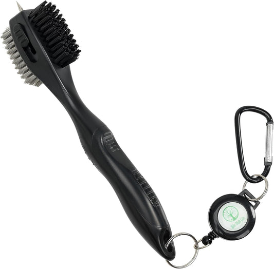 Mile High Life Golf Club Brush, Club Groove Cleaner with 2 Ft Retractable Extension Cord and Aluminum Carabiner, Golf Bag Accessories for Men and Women