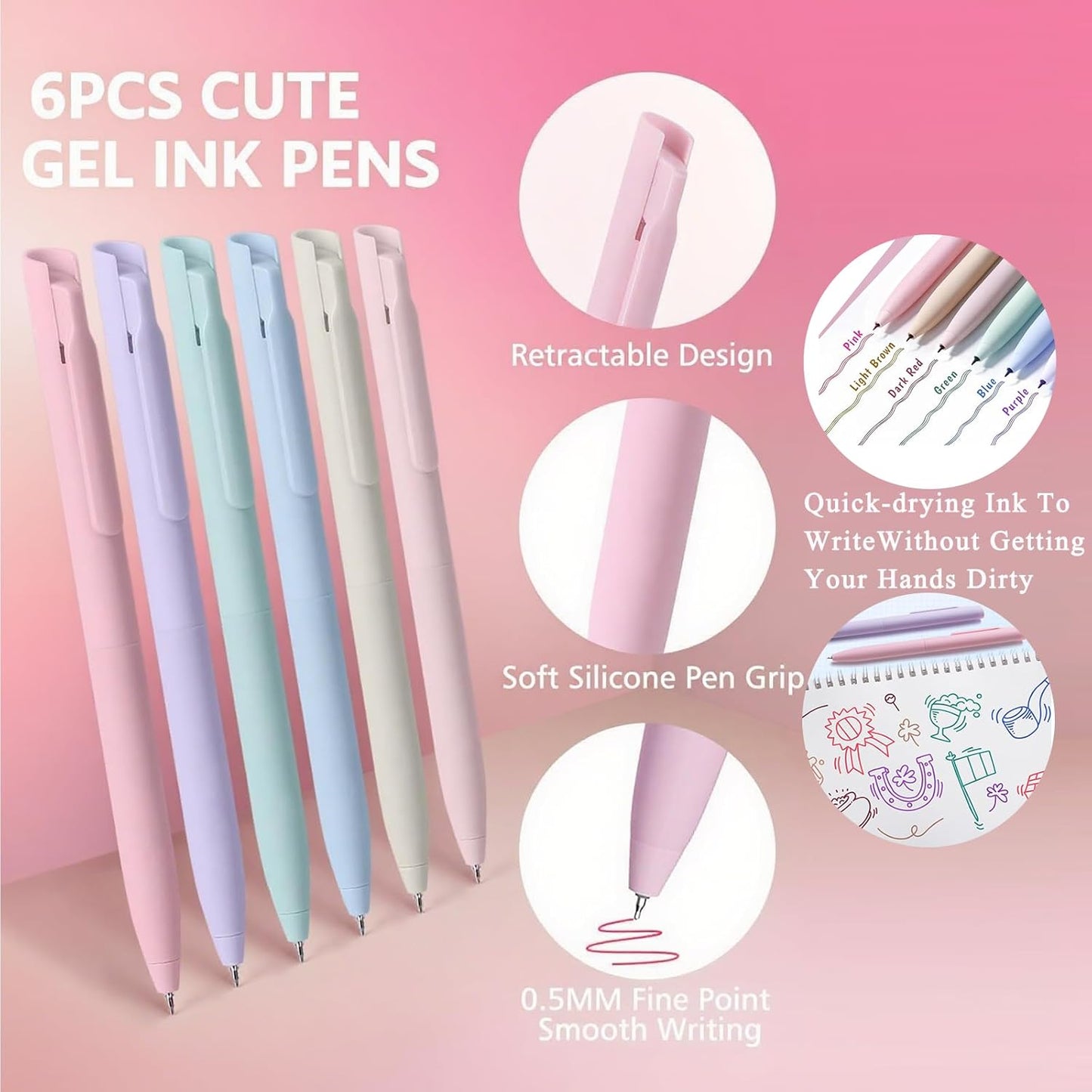 55 PCS Aesthetic School Supplies Set: Large Pencil Case with 5 Inspirational Pens,12 Pastel Highlighters, 6 Morandi Gel Pens, 6 Mechanical Pencils (0.5/0.7mm) for Student Essentials & College Girls