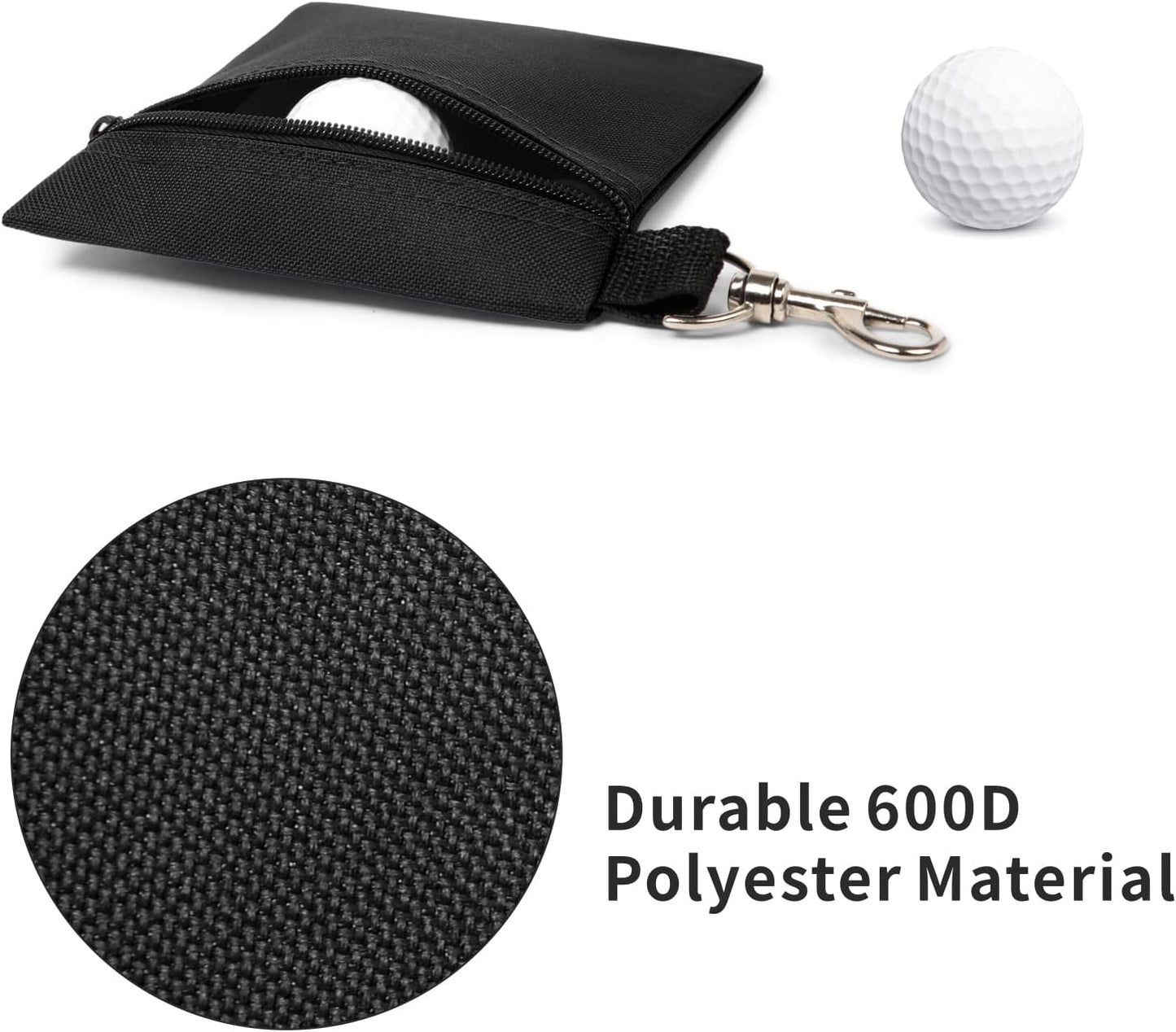 BuyAgain Golf Tee Pouch, 5.62 X 6.87 Inch Professional Zipper Golf Tee/Ball Pouch Bag with Metal Lobster Claw Clip