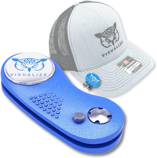 VISUALIZE Elite Switchblade Golf Divot Repair Tool Set with Ball Marker - Sturdy Anodized Aluminum - Perfect Golf Accessory Gift