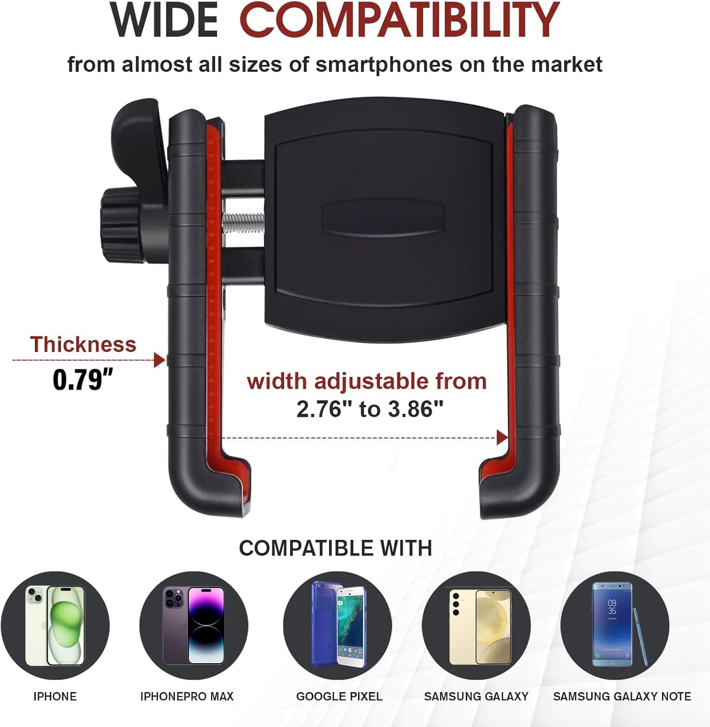 Upgraded Golf Cart Phone Mount Holder Compatible with EZGO/Club Car/Yamaha, [Big Phones & Thick Cases Friendly] Universal Phone Holder Compatible with iPhone/Galaxy/Google Pixel, All Smartphones