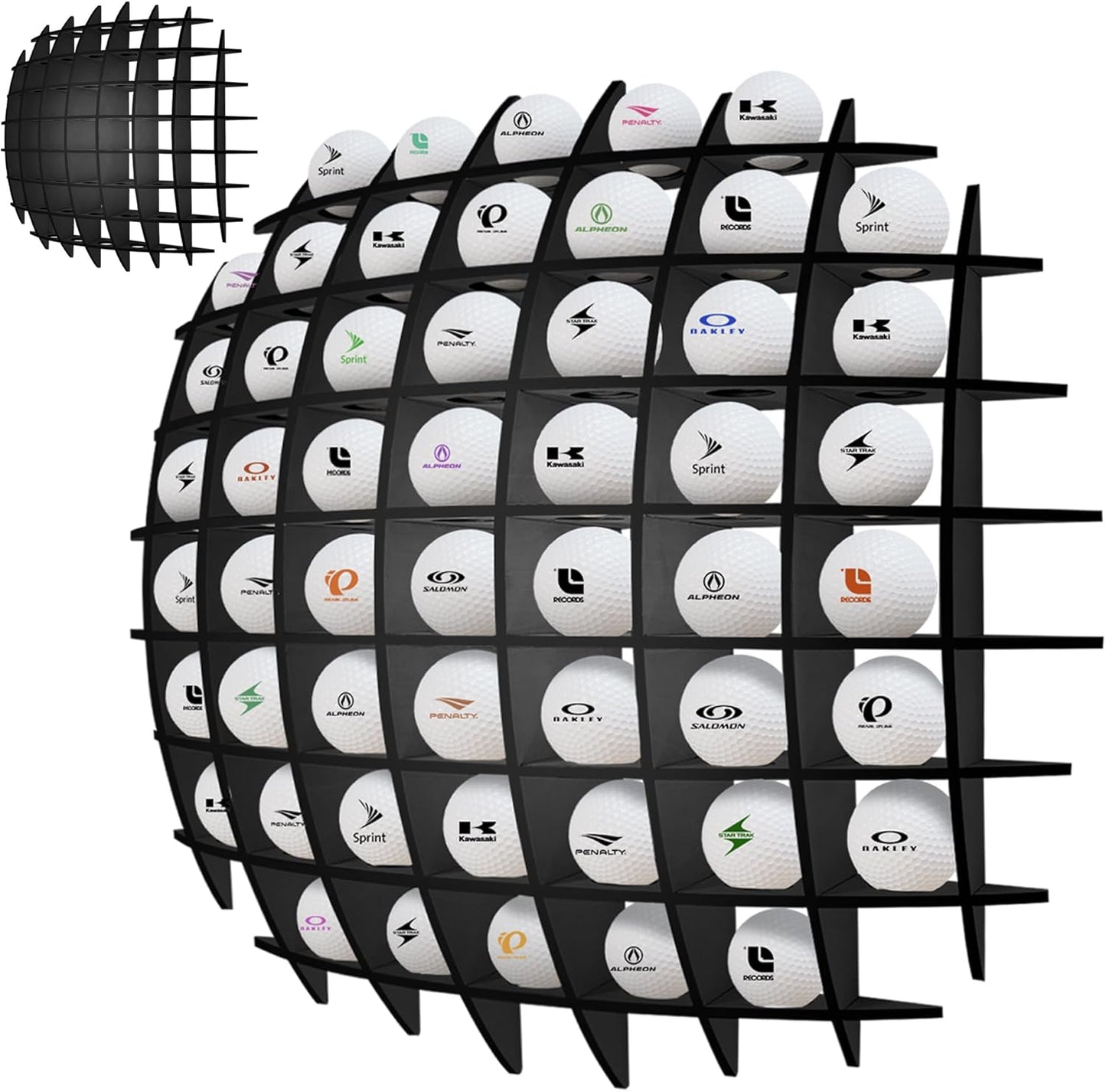 Golf Ball Display up to 52Pcs, Golf Ball Holder Wall Mounted, Golf Ball Rack for Golf Lovers (Black)