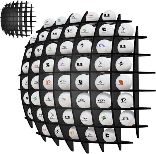 Golf Ball Display up to 52Pcs, Golf Ball Holder Wall Mounted, Golf Ball Rack for Golf Lovers (Black)