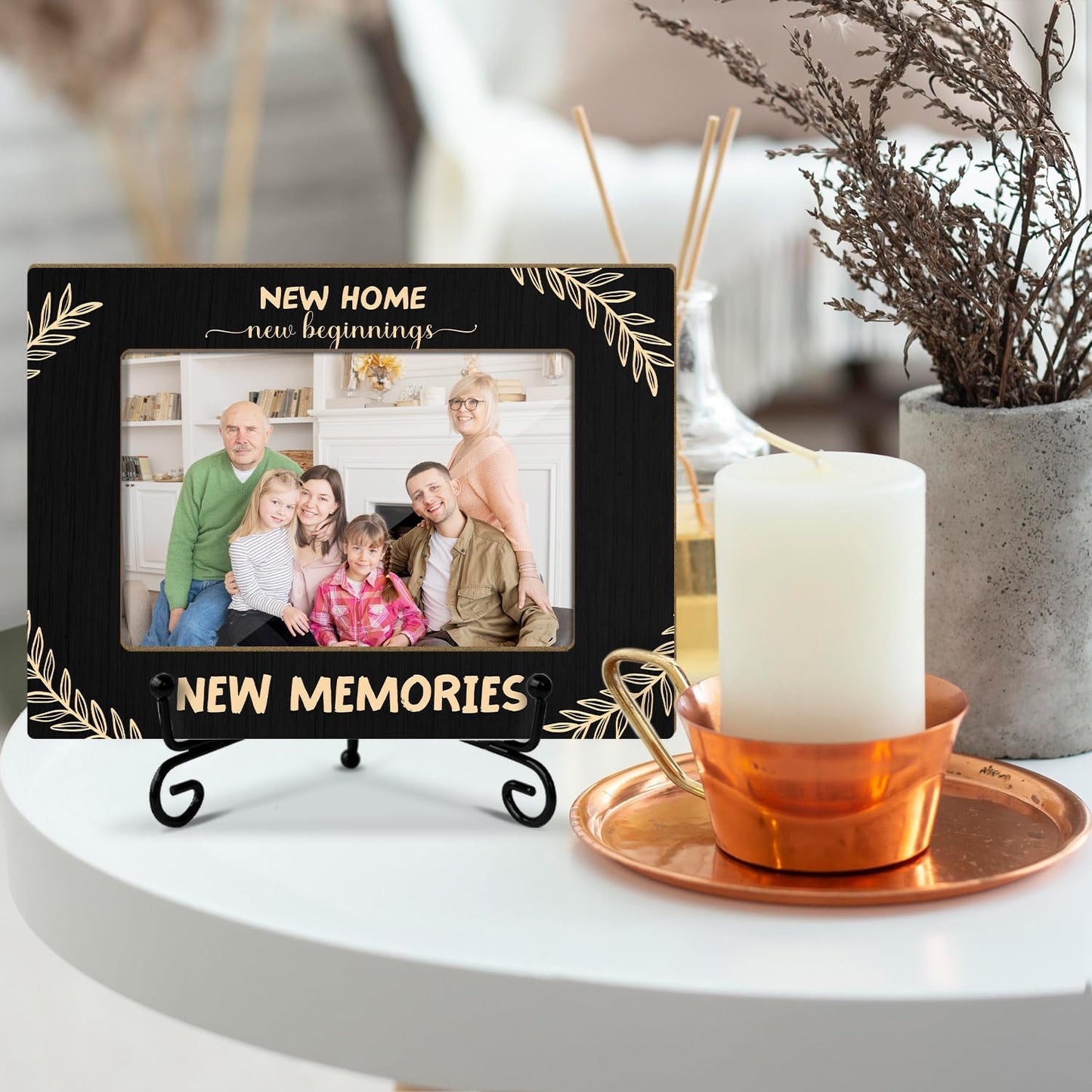 Family Picture Frame, Wooden Photo Frame with Stand, New Homeowner Gifts for Women Men Couple Family Sister Bestie, Home Office Desk Decor Photo Frame Tabletop Display -xk34