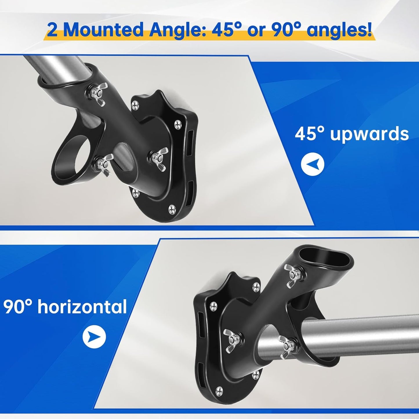 Anovo Flag Pole Kit- Stainless Steel 5 FT Flag Poles with1 Inch Metal 360° Rotating Flag Pole Rings Clip, Two-Position Flag Pole Holder Brackets Mounting for Outside House Outdoor Porch (5 FT - Black)