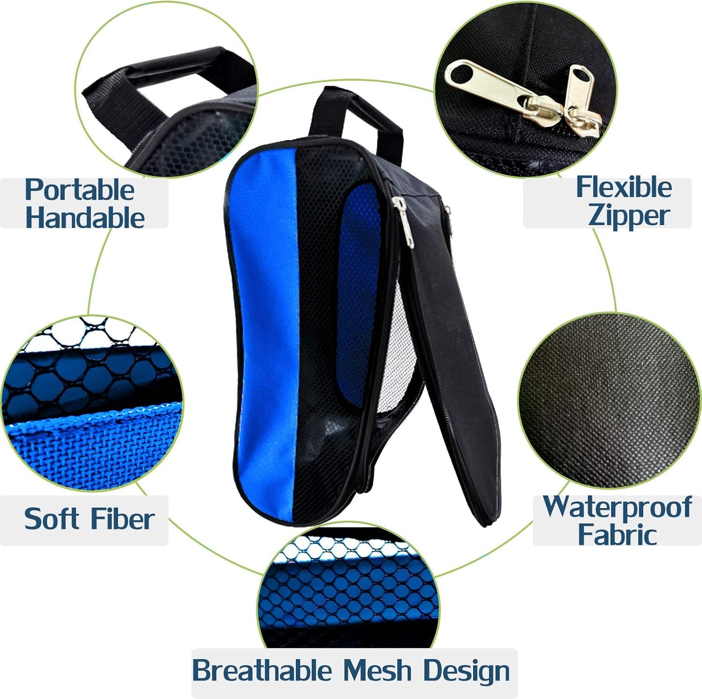 Outdoor Golf Shoes Bags Travel Shoes Bags Zippered Sport Shoes Bag (Blue)