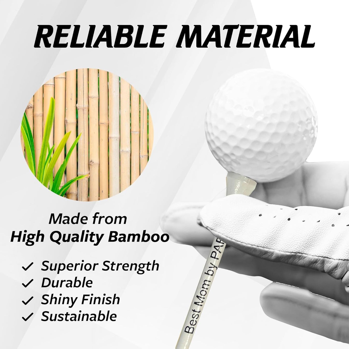 3 ¼ Bamboo Golf Tees, Customizable Golf Tees with Imprinted Messages, Essential Equipment & Ideal Gift for Golfers