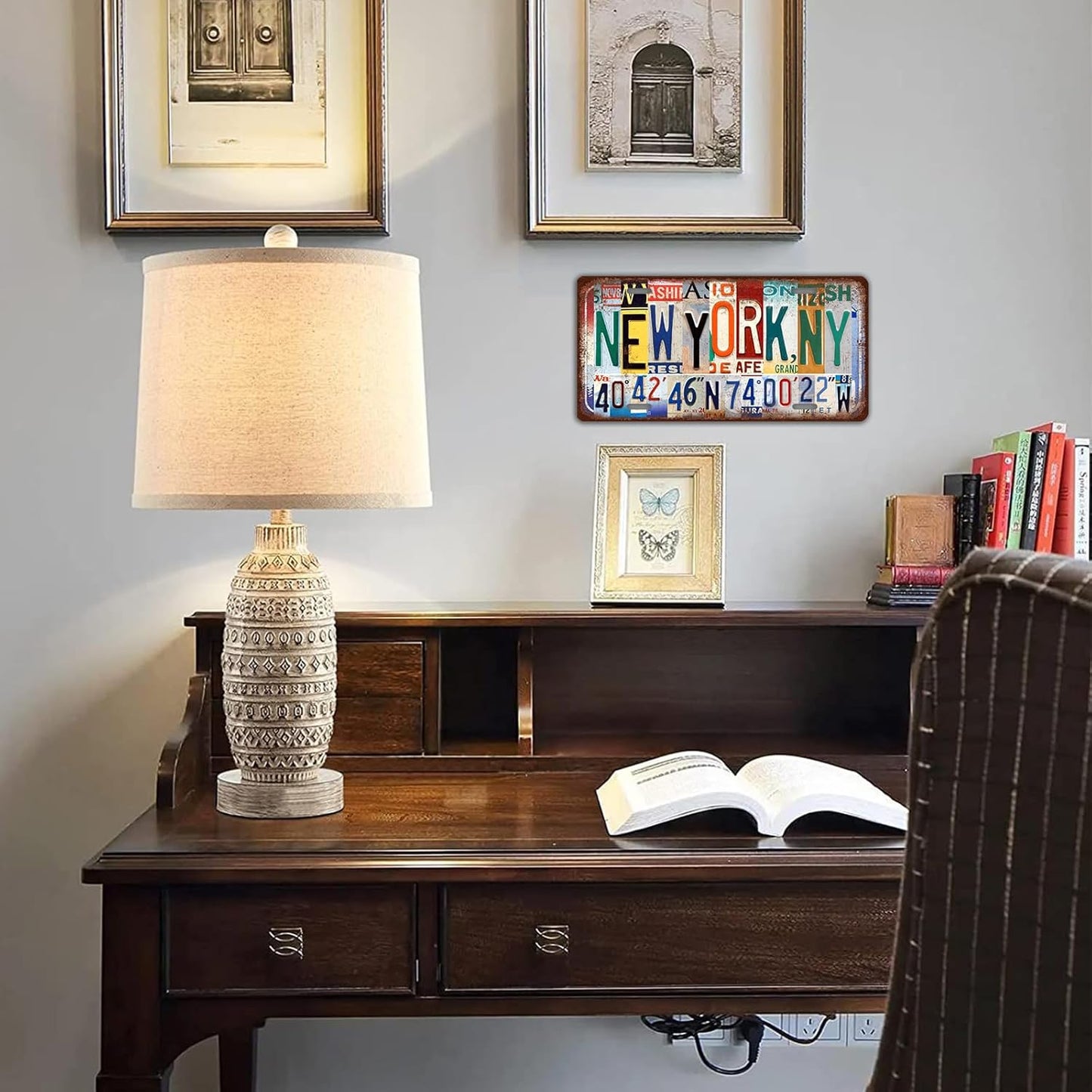 Vintage City License Plate Miami,FL Wall Decor Metal Tin Sign for Bar Home Bedroom 12 x 6 Inches （Including latitude and longitude）