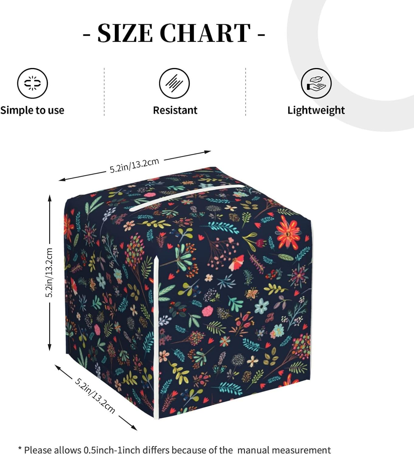 Flower Tissue Box Cover Tissue Holder, Tissue Case, Kitchen Desktop Home Decorative Napkin Tissue Box Office Desk Car Decor