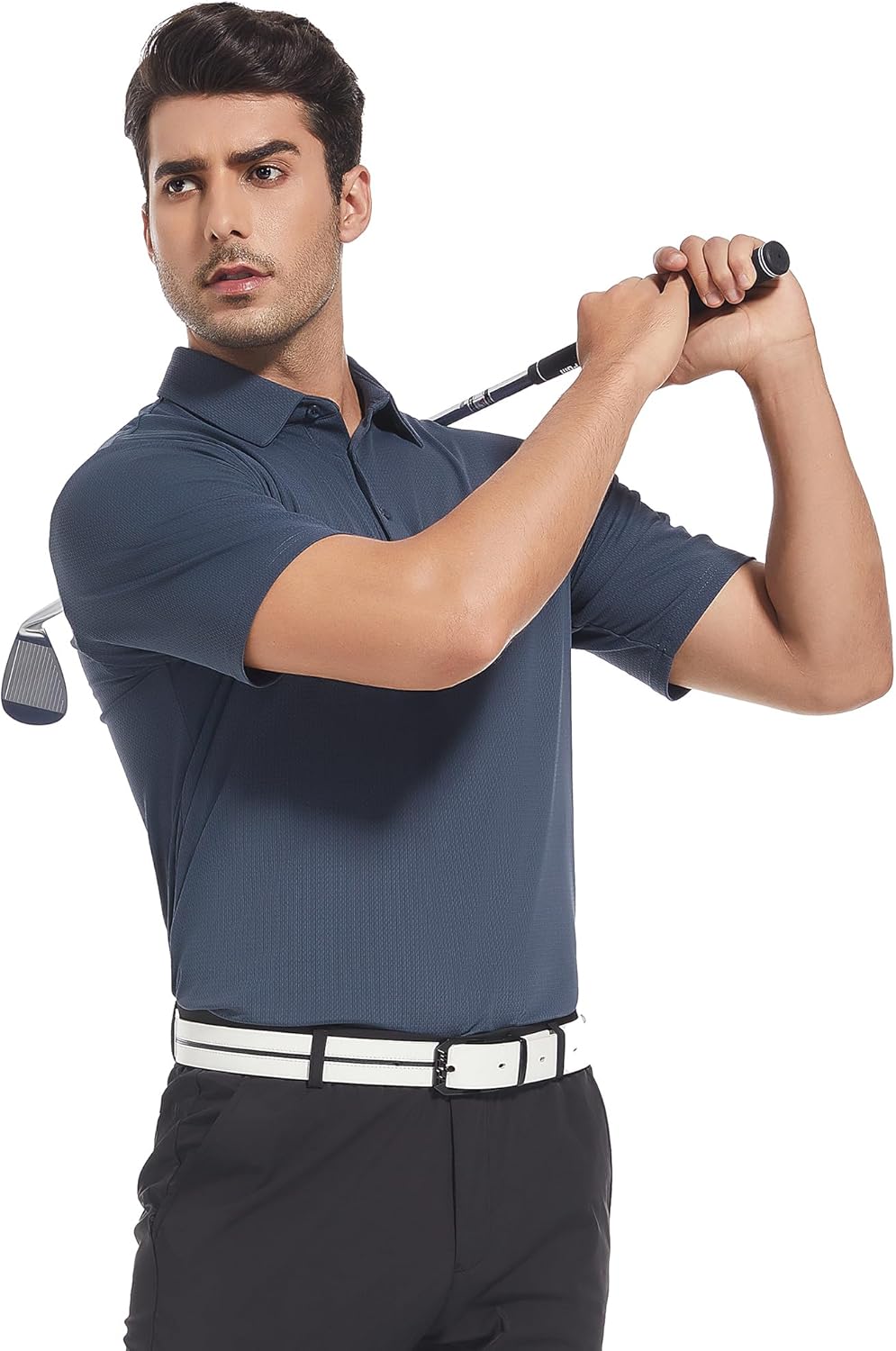 Alex Vando Mens Golf Shirt Moisture Wicking Quick-Dry Short Sleeve Casual Polo Shirts for Men