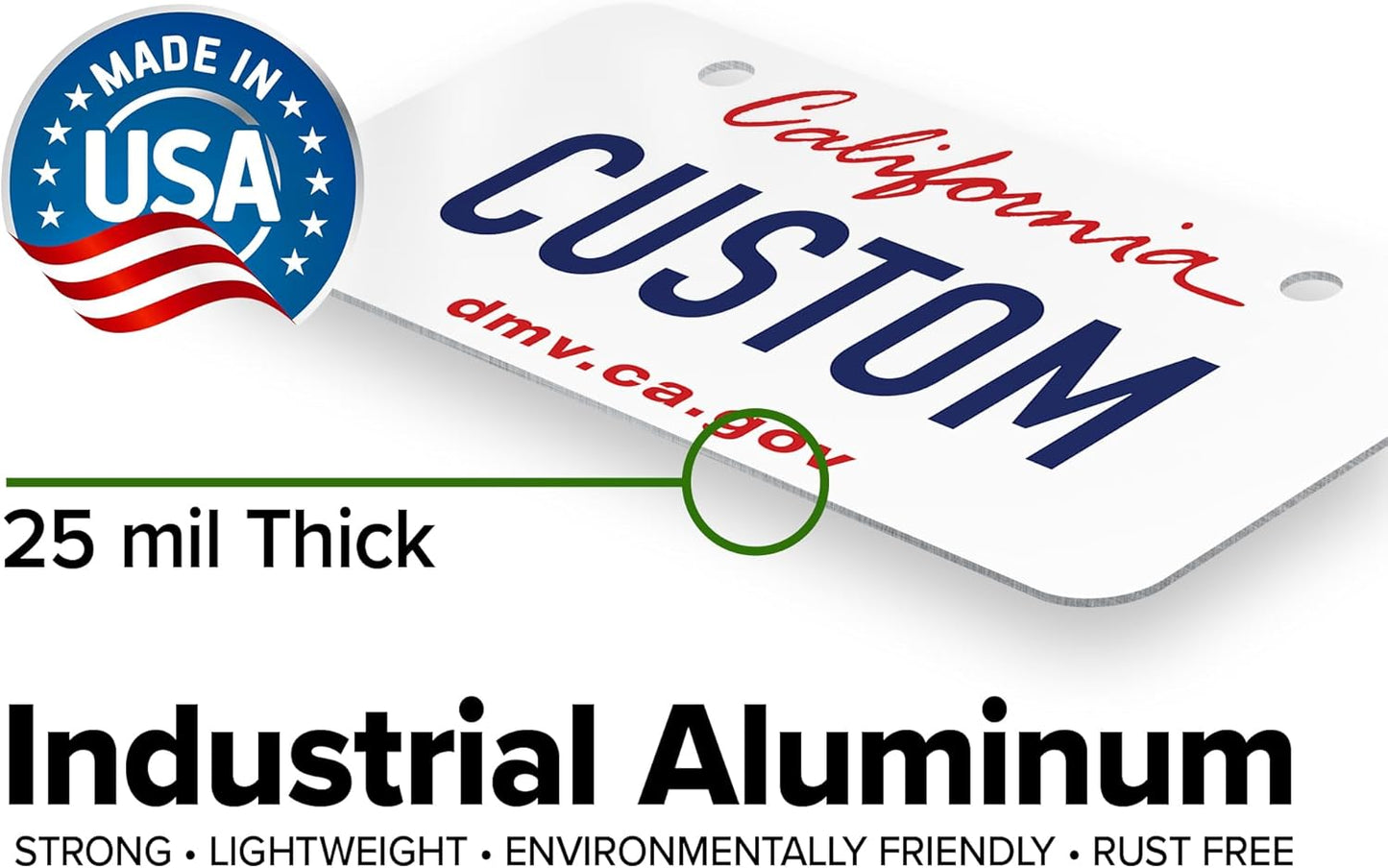 Mini License Plates, Personalized License Plates, Custom for Car, Bikes, ATV, Kids Car, Golf Cart, Jeep, 2x4 Inch, Rust-Free Fade Resistant Aluminum, USA Made by My Sign Center (California)