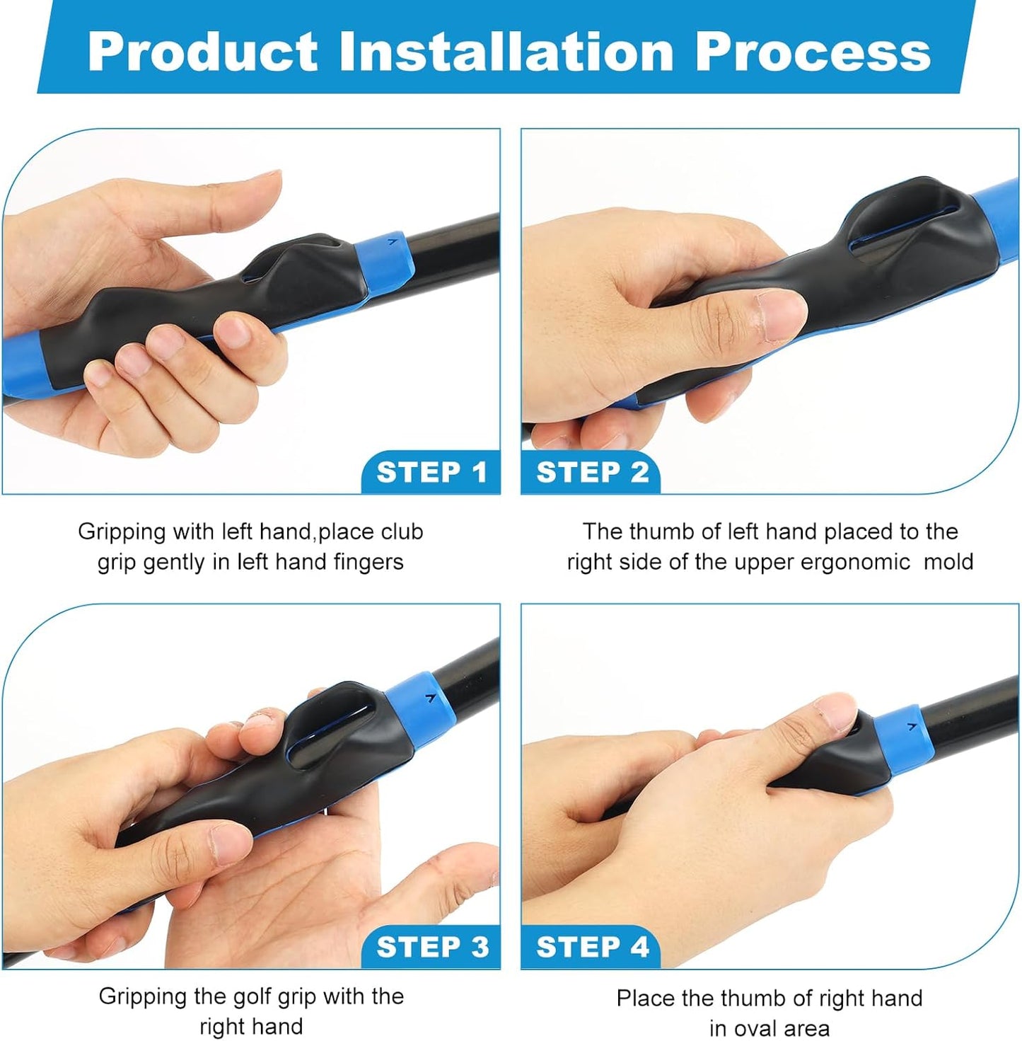 Golf Grip Trainer with Swing Band, Lightweight Ergonomic Training Aid for Grip Strength & Swing Technique, Build Muscle Memory for Beginners to Advanced Golfers (Indoor/Outdoor)