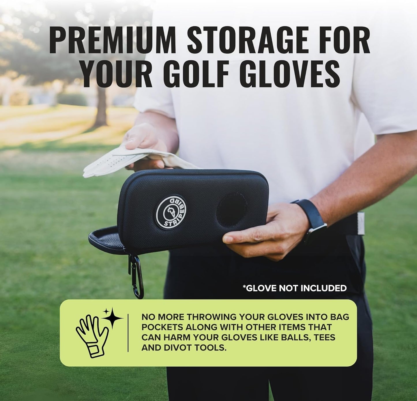 Stripebird - Original Performance Golf Glove Holder - Protect and Keep Gloves Dry - Moisture Free Storage Organizer Case