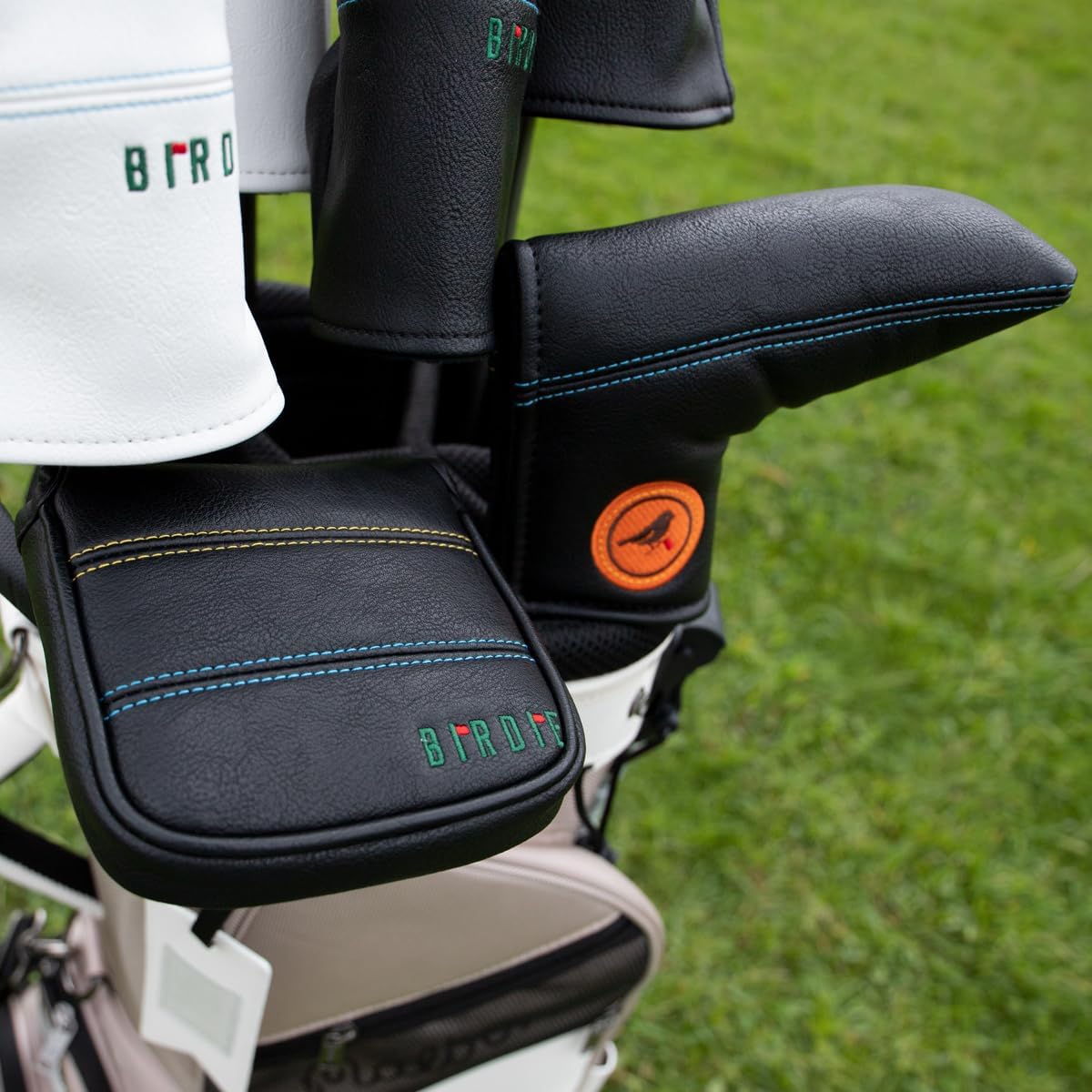 Golf Club Headcover 3 Wood Headcover Birdie Design Magnetic Closure Elegant Embroidery Premium Leather Driver Fairway Wood Hybrid Blade Mallet Putter Cover