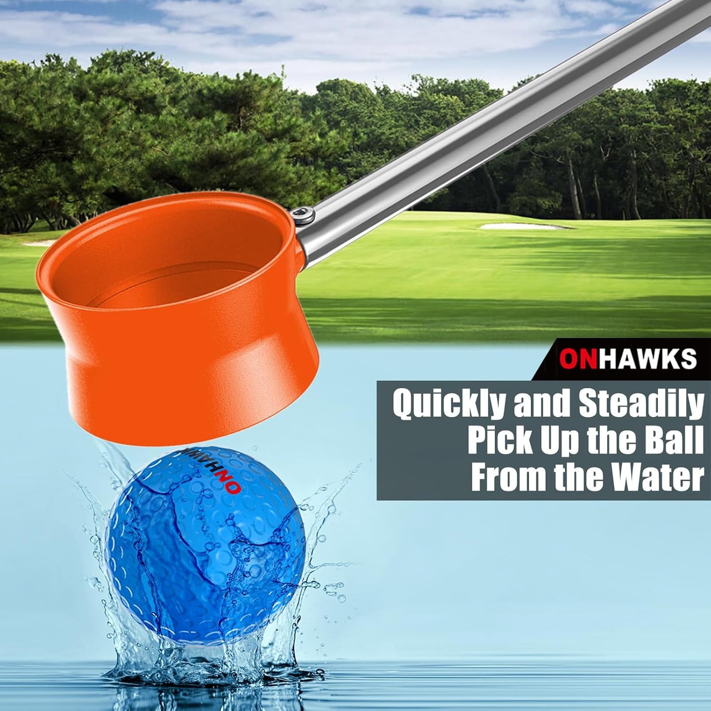 Golf Ball Retriever for Water,Telescopic 12Ft/9Ft Stainless Steel Shaft Two-Sided Easy Pick Up Balls,Unbreakable Head Retriever Tool Golf Accessories Golf Gift for Men