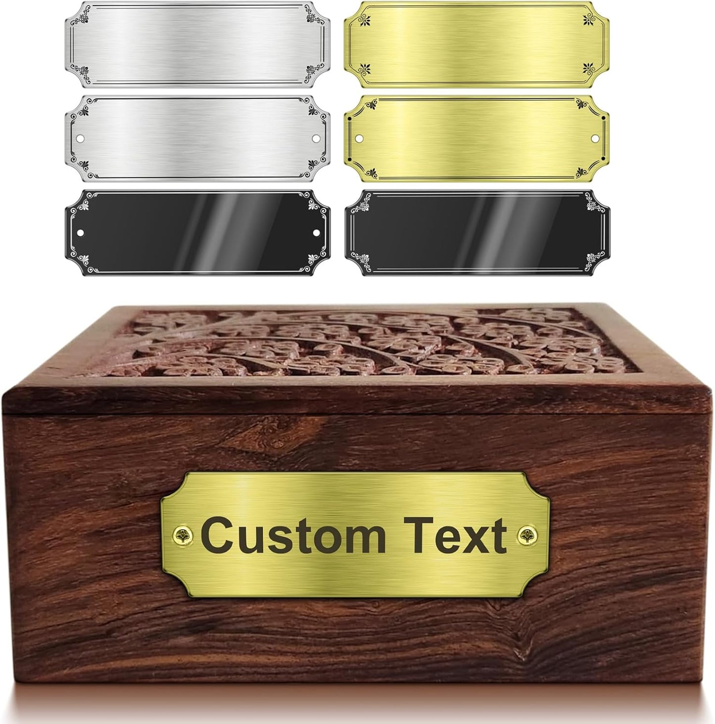 Stainless Steel Personalized Name Plate - Custom Plaque, Name Tag, Badge, Label, Sign - Metal Nameplates for Trophy, Award, Memorial, Graduation Plaque (Adhesive)