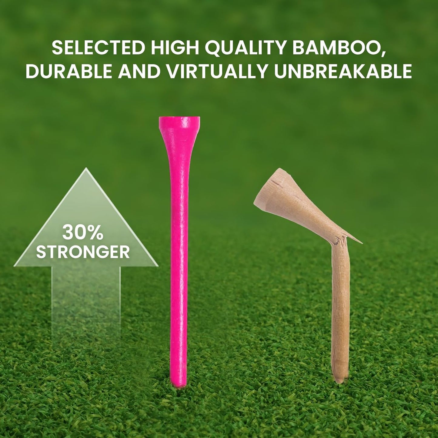 FINGER TEN Bamboo Golf Tees Wood 1 1/2 2 3/4 3 1/4 Inch Wooden Short Long Tee Color Bulk 250/500/1000/2000 Count for Men Women Kids in Red Pink USA Flag