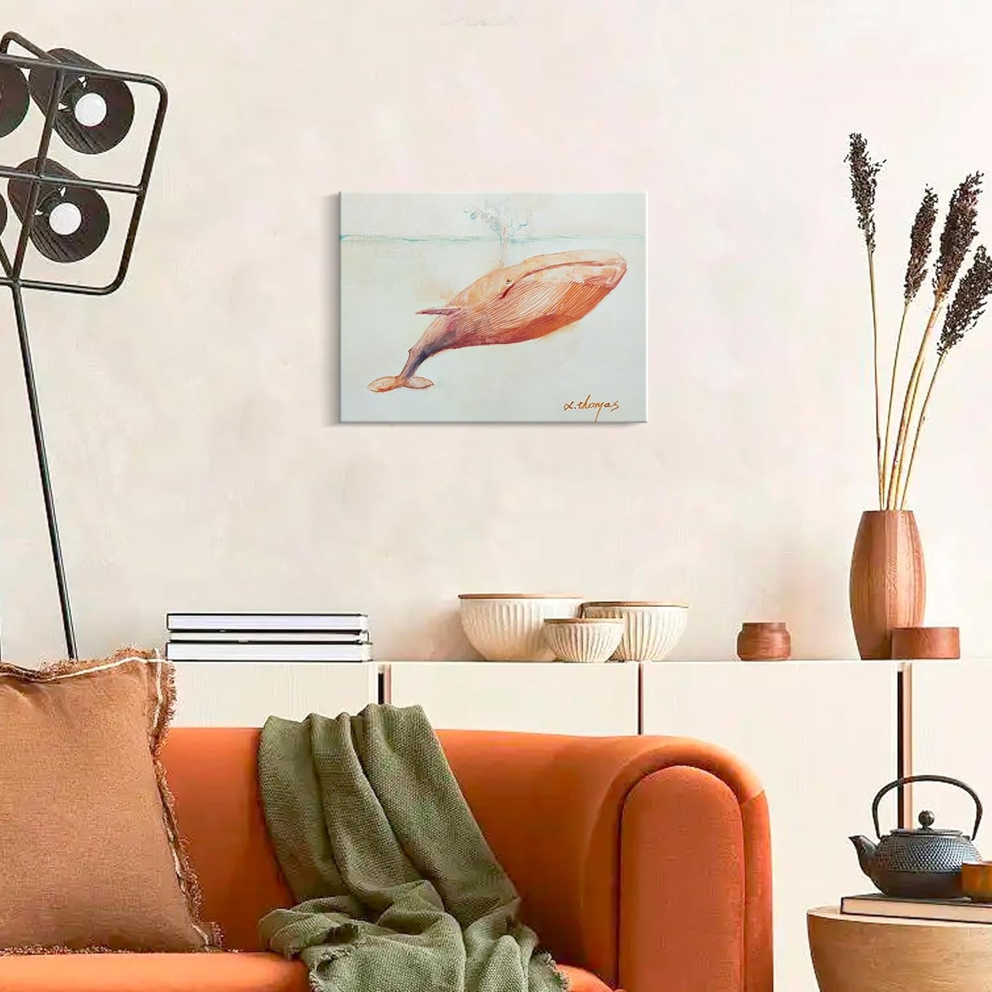 JZLDZS Pink Whale Wall Art Coastal Bathroom Decor Framed Nautical Pictures Ocean Animal Canvas Painting Print for Bedroom Nursery, 12x16 Inch