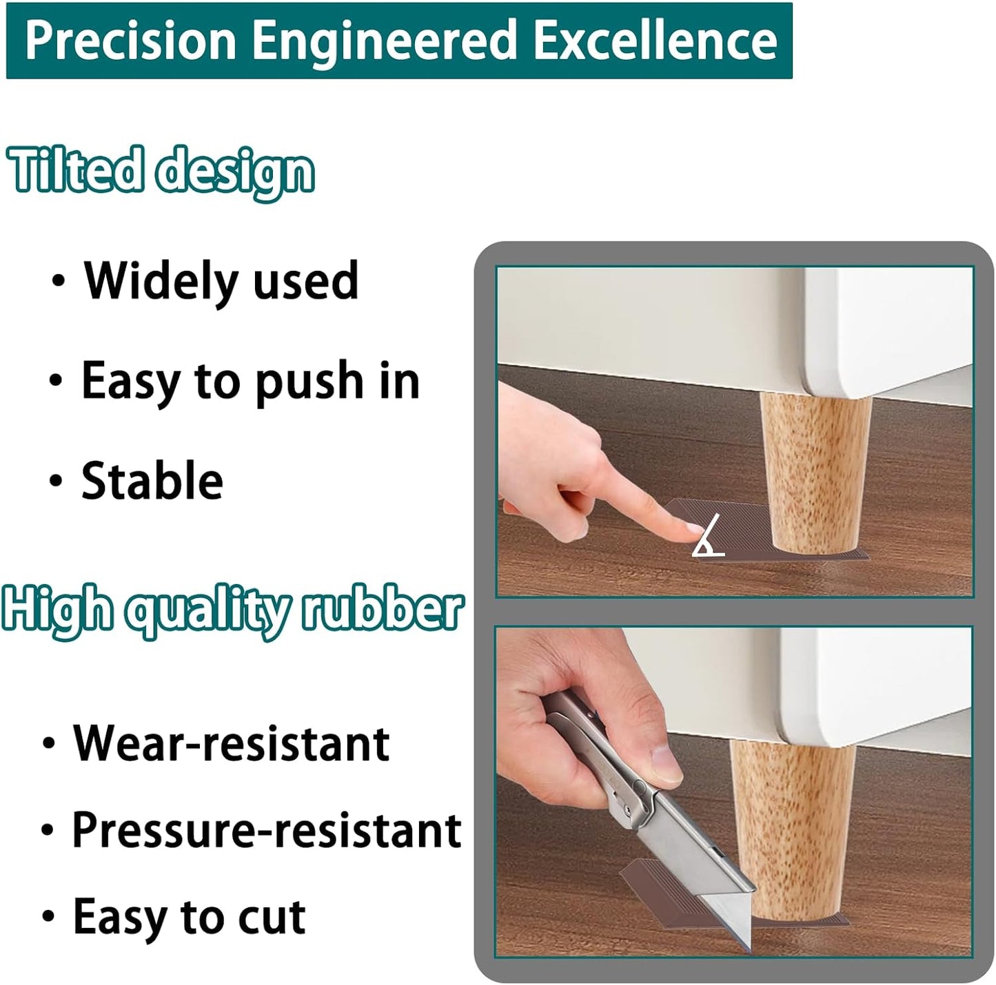 Furniture Levelers, 30Pcs Flexible Multi-Purpose Rubber Shims for Leveling - Prevent from Wobbling for Furniture Toilet (Brown)