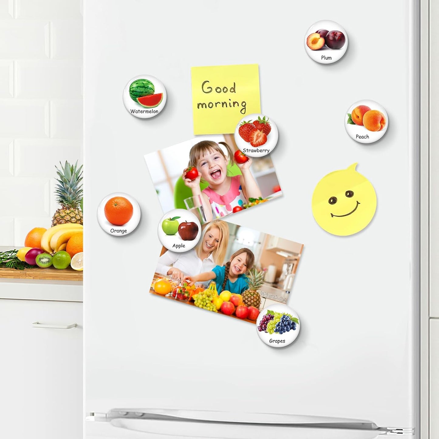 MORCART Fridge Magnets, 16PCS Food Fruit Magnets for Refrigerator Locker Whiteboard Decorative Magnetic Board Cabinets Classroom Office Cubicle School