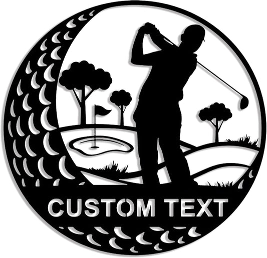 Personalized Metal Golf Wall Sign, 19th Hole Metal Wall Decor, Custom Golfer Name Sign, Golf Wall Art, Golfing Home Decor, Golf Player Gift, Man Cave Sign, Birthday Gift, Black, 8-24 Inch