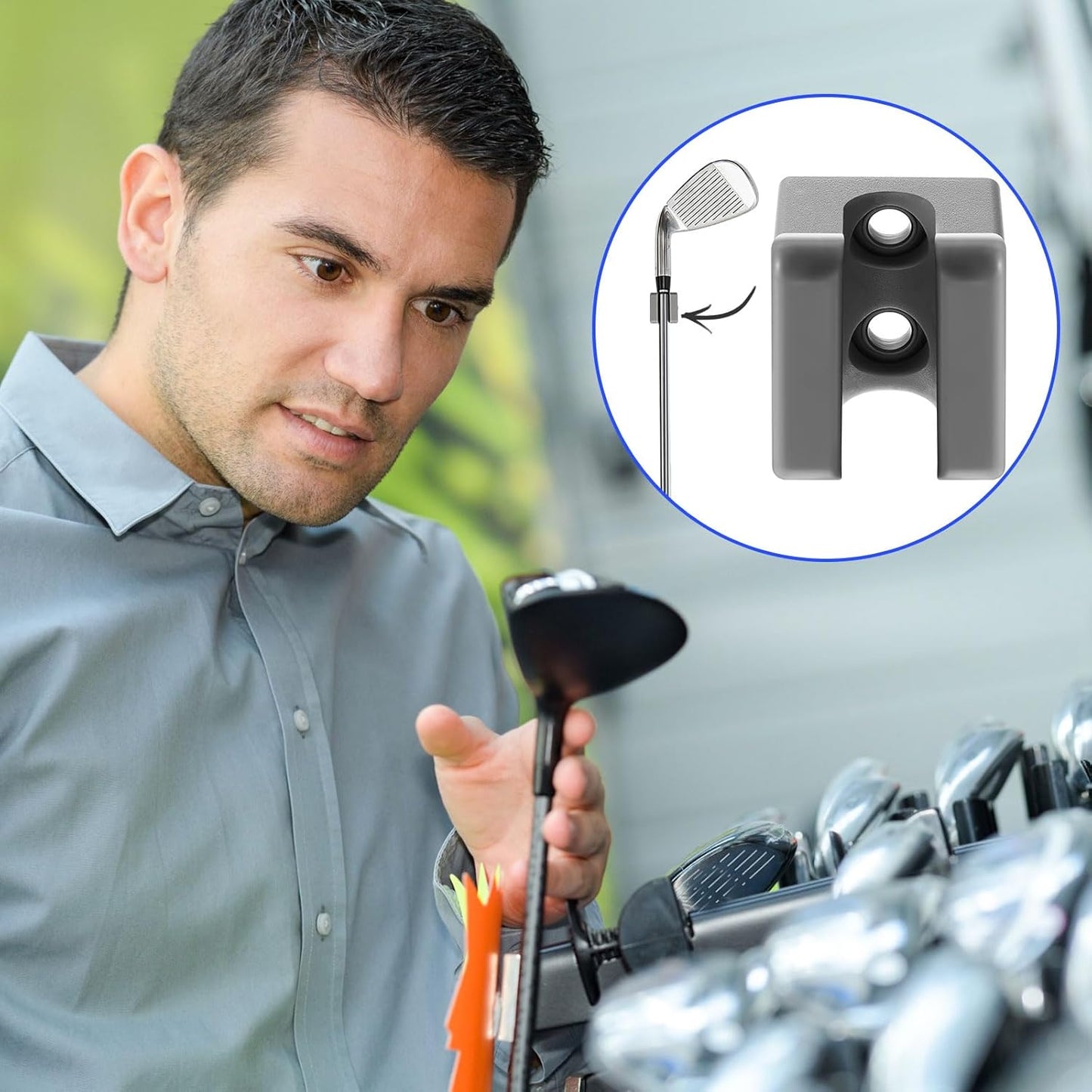 Deekin 30 Pcs Golf Club Hanger Holder Golf Club Wall Mount Rack Storage Organizer for Garage Hanger with 60 Pcs Screws for Wall Display, Grip up Type