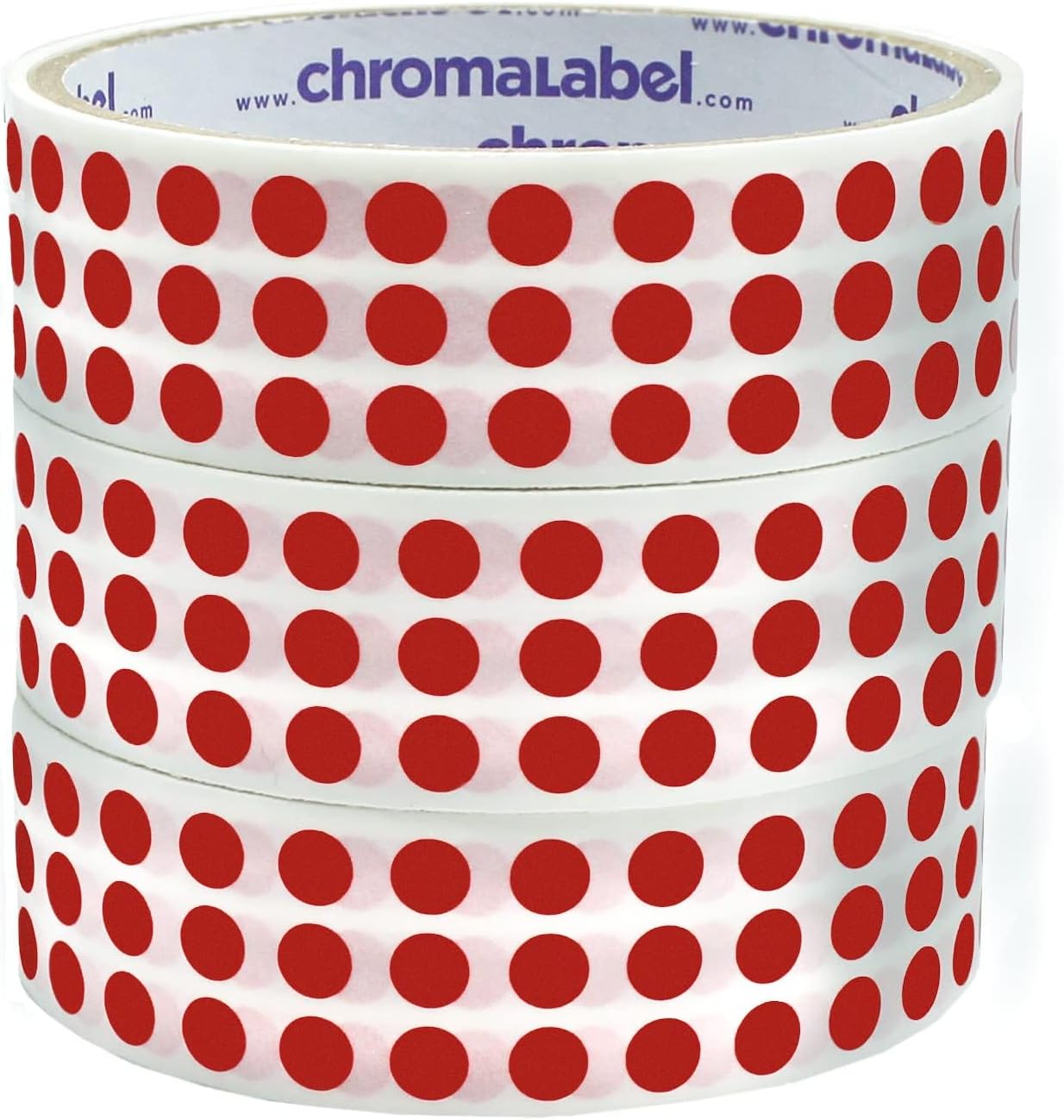 ChromaLabel 0.25 Inch Standard Red Permanent Adhesive Color Code Dot Label Kit, 1000 Stickers per Roll, 3 Pack