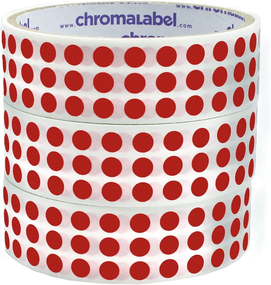 ChromaLabel 0.25 Inch Standard Red Permanent Adhesive Color Code Dot Label Kit, 1000 Stickers per Roll, 3 Pack