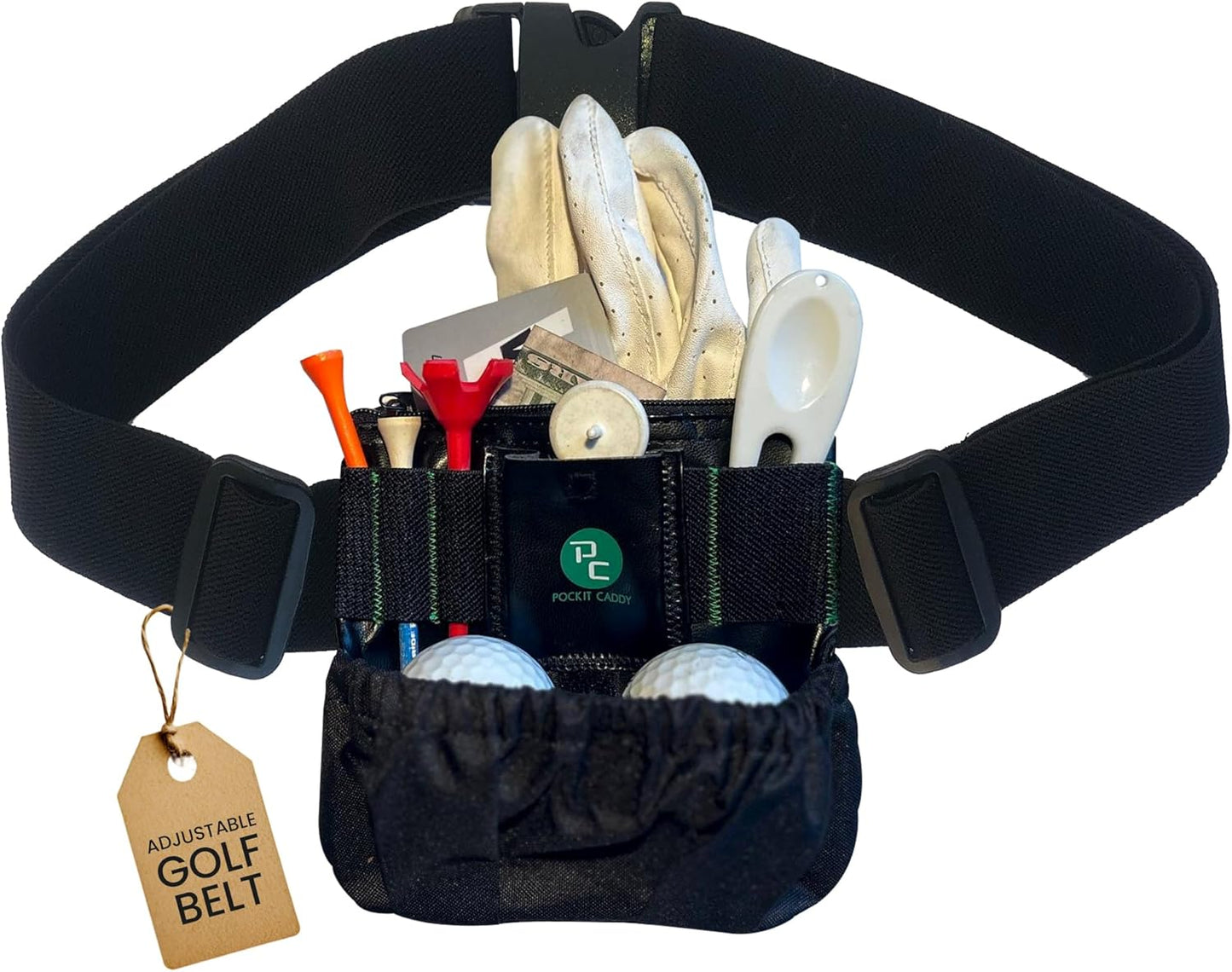 Golf Valuables Pouch Bag - Holder for Golf Tees, Balls, Keys, Cards & Cash - Golf Caddy Belt Pouch - Ideal Golf Accessories for Women & Men Belt Bag - Great Gift for Golfers - Golf Fanny Pack