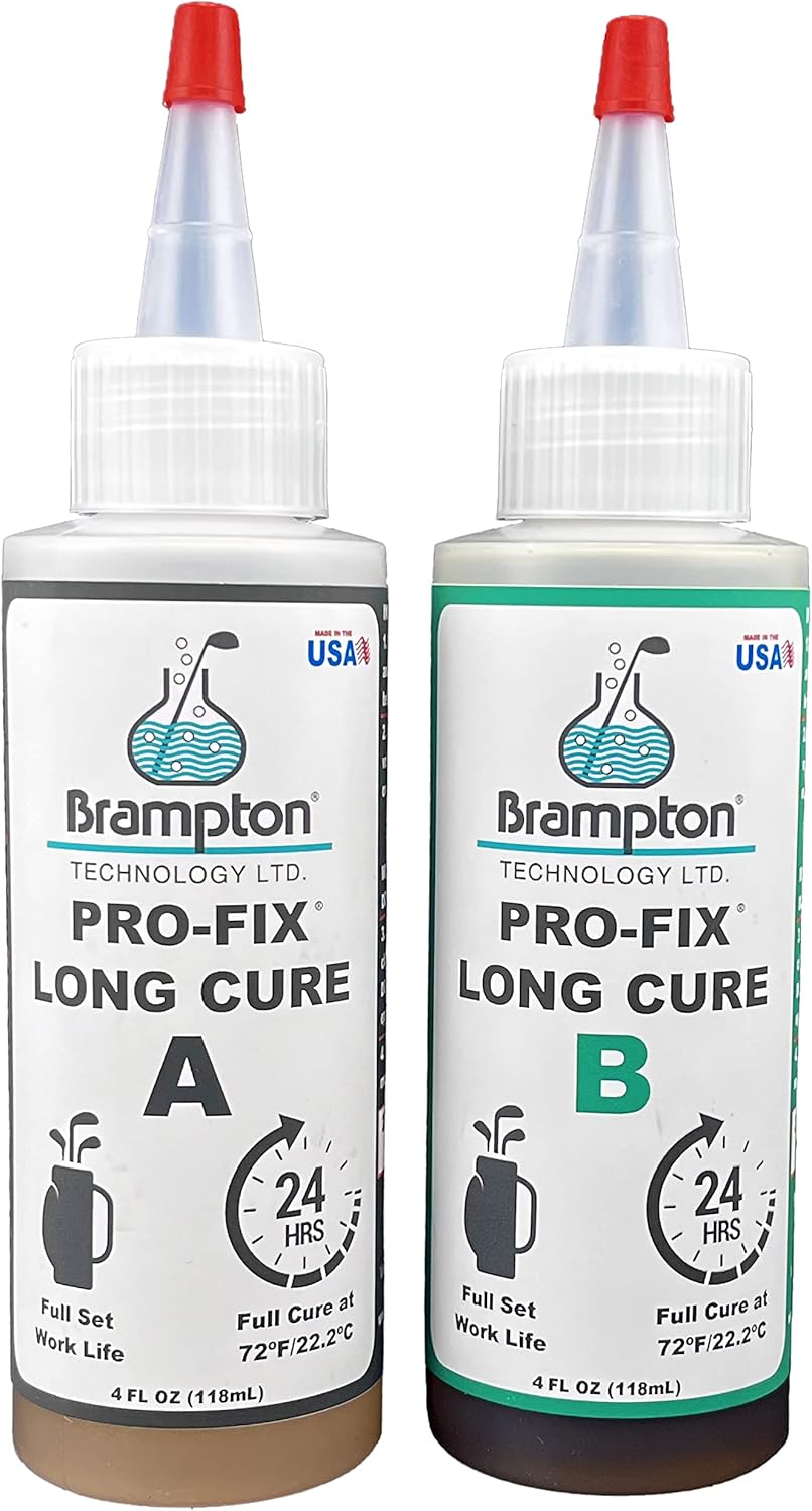 Brampton PRO-FIX Long Cure Golf Epoxy, 20-Min Full-Set Work Life, Extra Strength, Impact Resistant, 2-Part Epoxy Glue Kit for Golf Clubs, Shafts, Heads, Drivers, Putters, 1:1 Mix