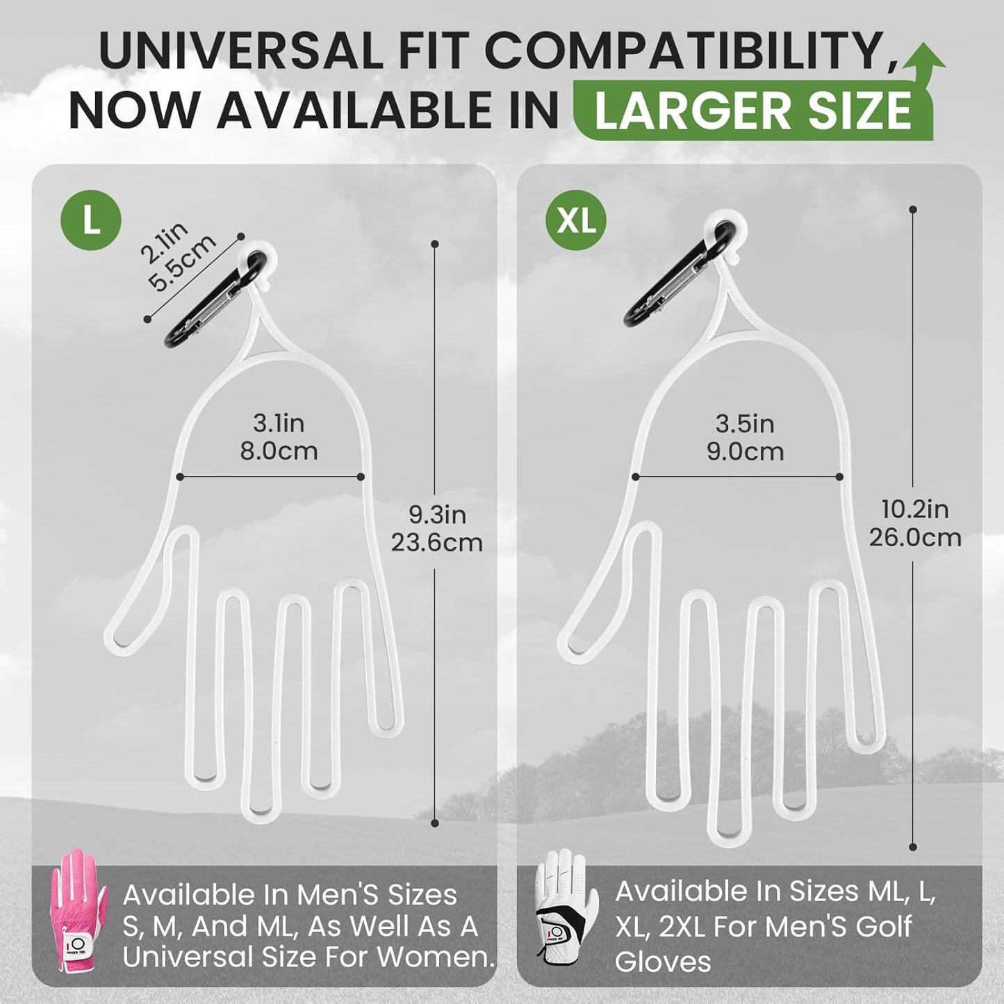 FINGER TEN Golf Gloves Stretcher Holder Hanger Keeper Dryer Shaper Tool Accessories Durable Glove Support Frame Guardian Hook to Bag Gifts for Men Women Golfer