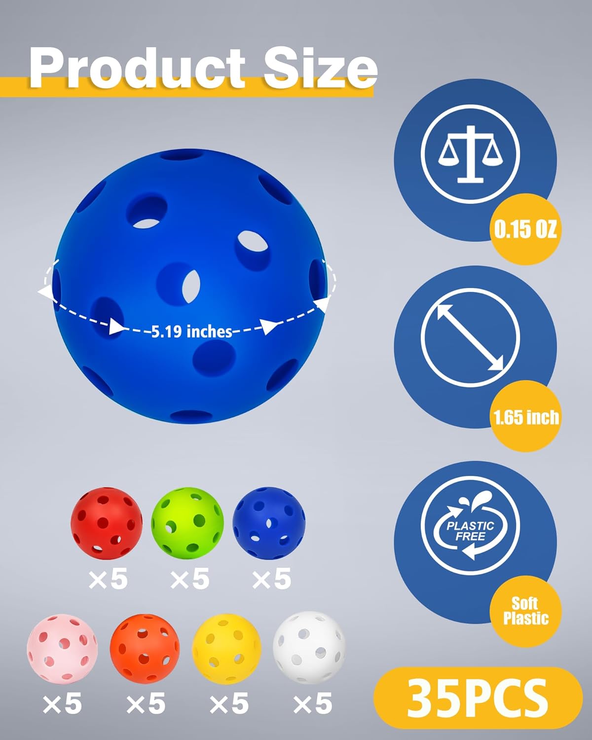 35 Pack Practice Golf Balls Limited Flight Plastic Golf Balls 42mm Practice Golf Balls for Backyard Golf Training Balls for Swing Practice, Airflow Hollow (Multiple Colors)