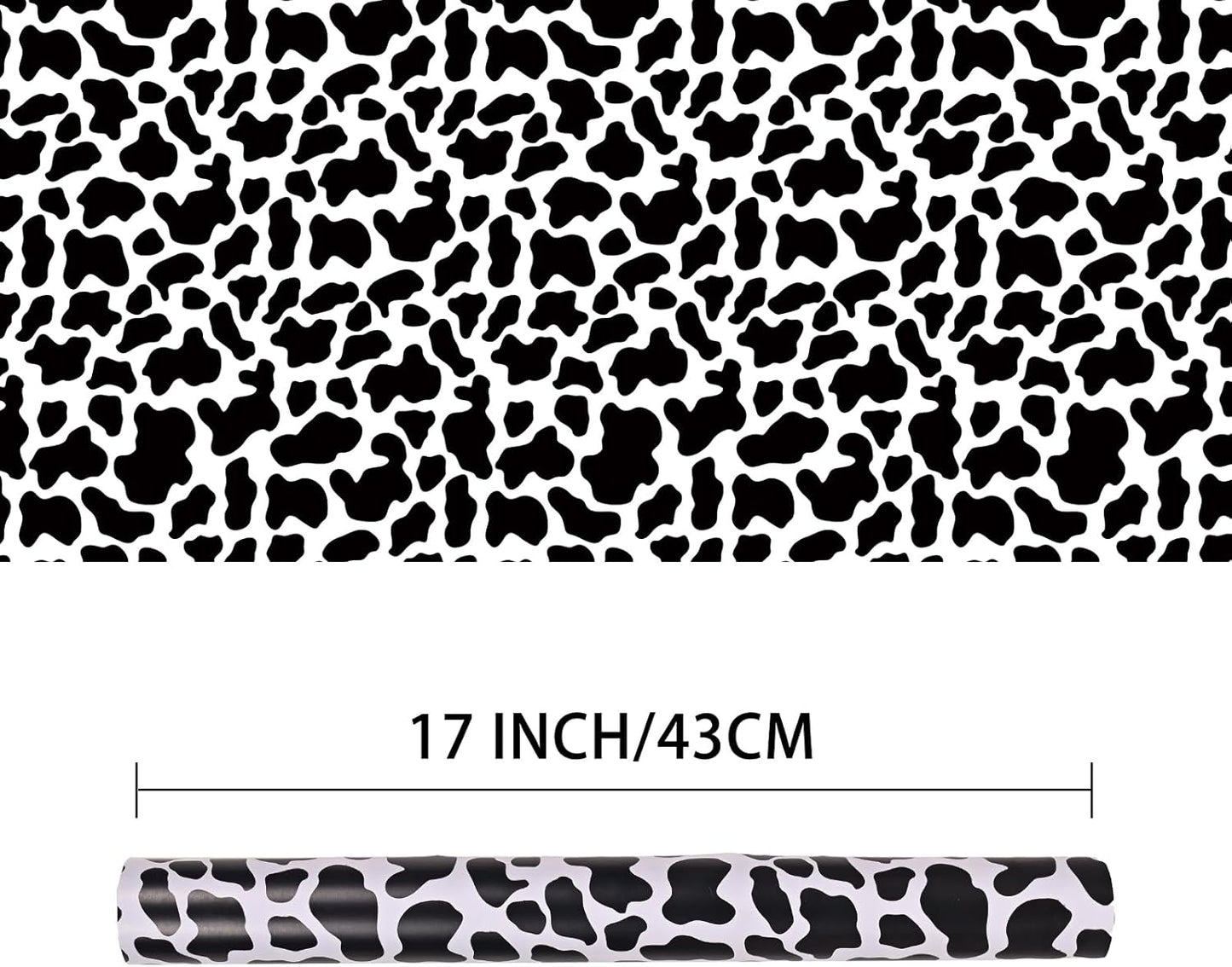 Vnaeem Cow Wrapping Paper Roll - Mini Roll - 17 Inch X 33 Feet - Cow Print Wrapping Paper for Birthday, Baby Shower,Christmas, Holiday, New Year, Party, Celebration