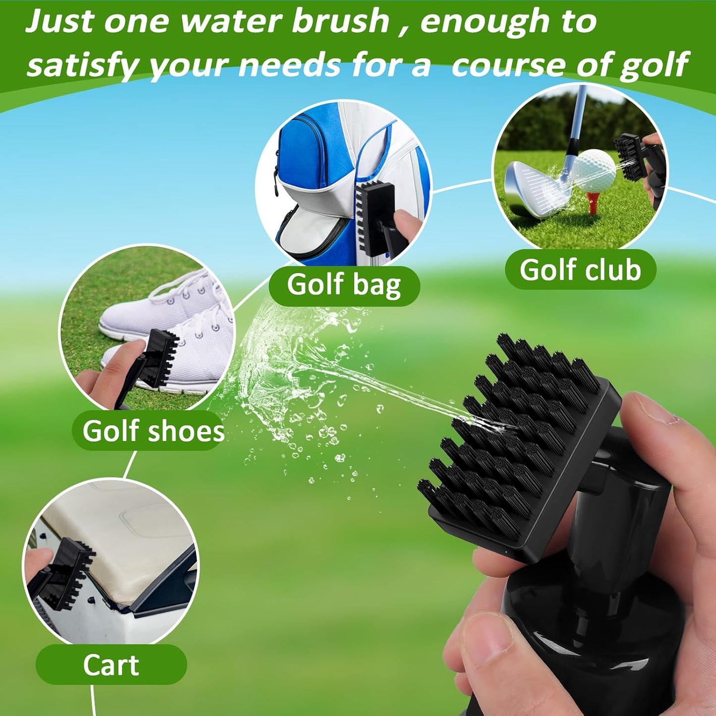 Golf Towel and Brush Set, Premium Golf Towel(16x16 inch) & Club Brush Cleaner with Retainer Clip and Squeeze Water Bottle, Essentials Golf Accessories for Men