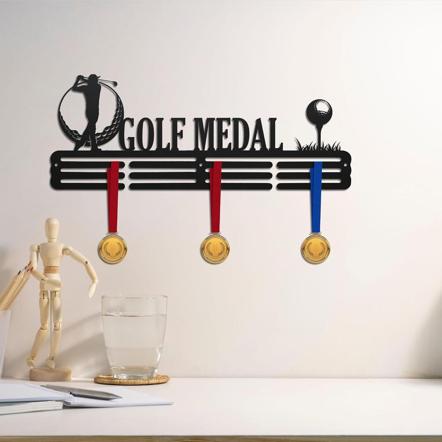 Custom Name Disc Golf Medal Hanger – Personalized Golf Award Rack, 12 Rungs for Medals & Ribbons, Sports Medal Display Holder, Metal Wall Decor for Sports Enthusiasts Model-Disc10