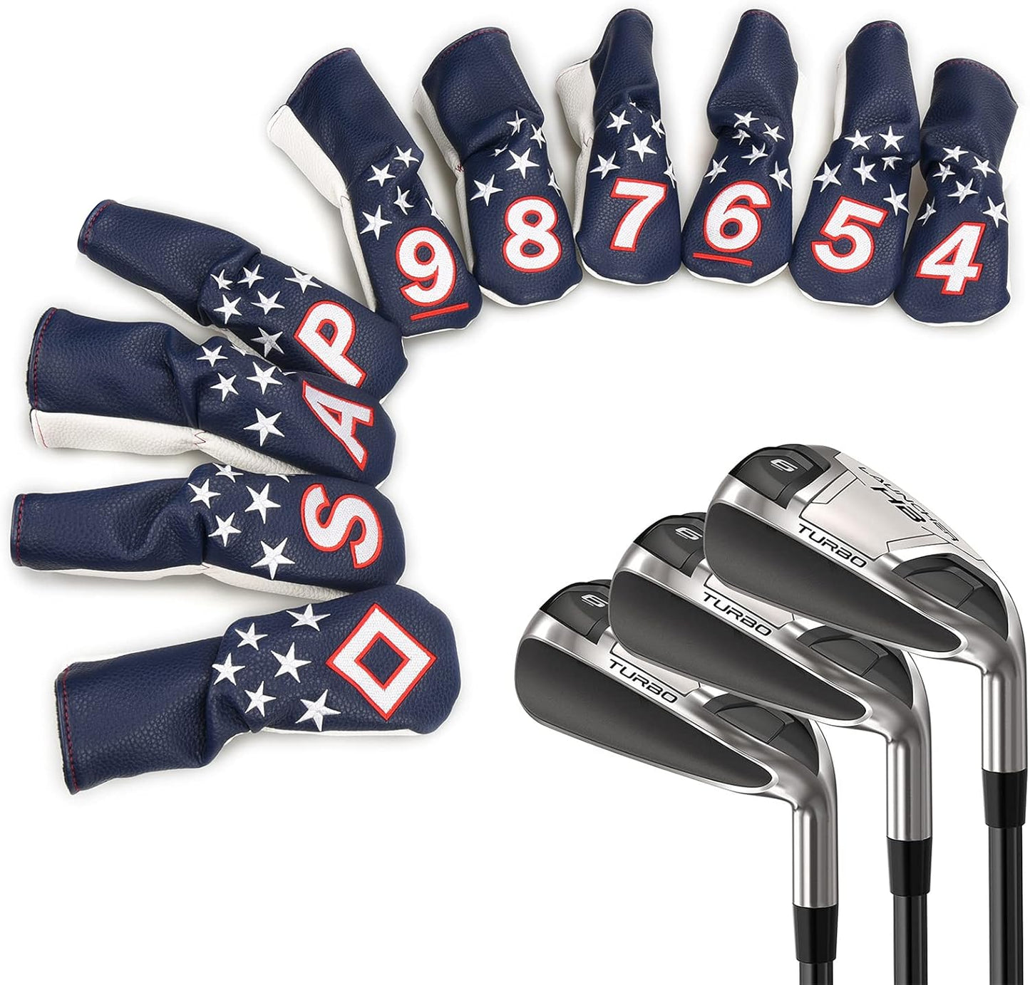 Blue and White Stars Hybrid Iron Head Covers