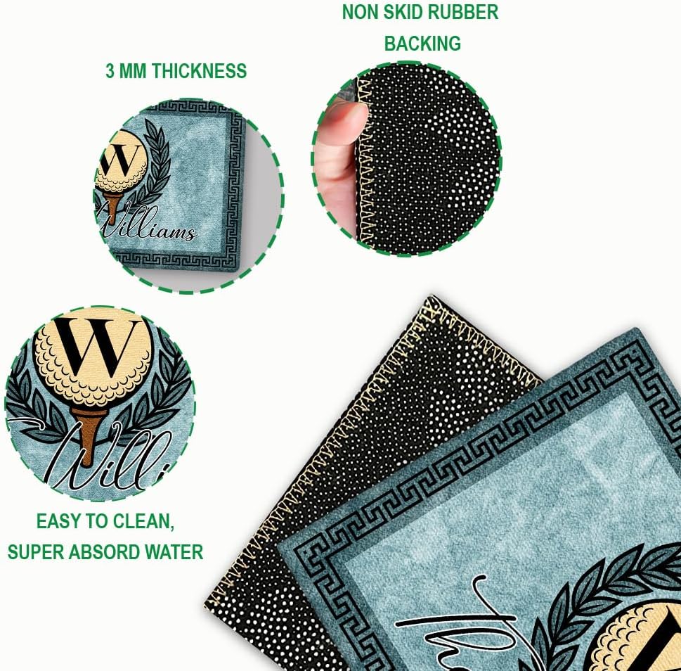 Personalized Golf Doormat – Personalized Welcome Mat with Family Name Year – Non Slip Outdoor Entry Rug for Porch, Garage, or Golf Lover Home Decor, for Men (Golf Doormat 01)