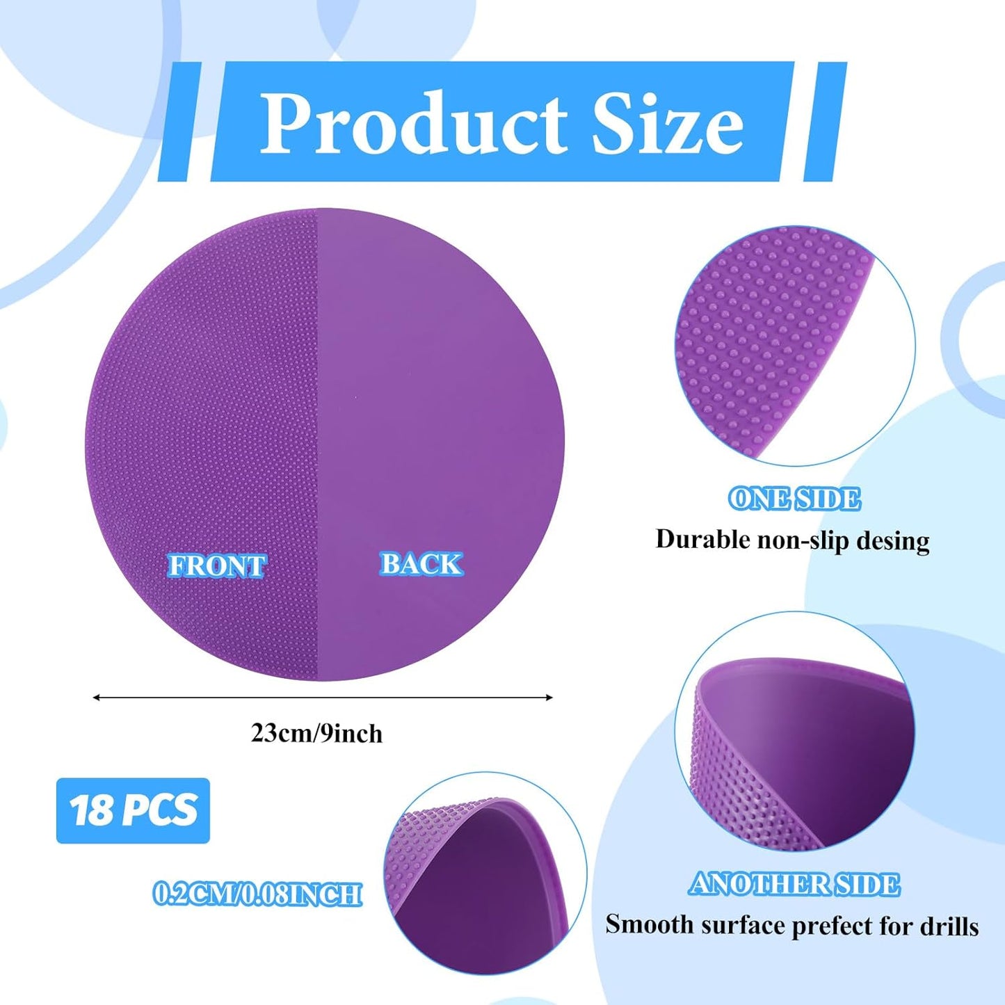 MAQUITA 18 Pcs 9inch Spot Markers Flat Field Cones,Non Slip Spot Floor Dots for Soccer Basketball Baseball Sports Speed Agility Training