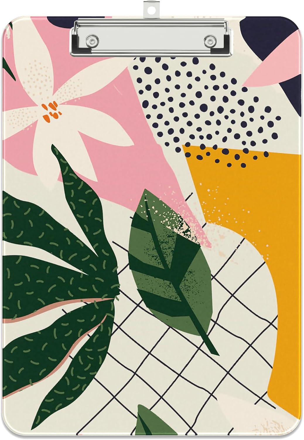 Rimilak Plastic Clipboards with Metal Clip, A4 Letter Size 9 x 12.5 in, Office Decorative for Students Women Men and Kids, Cute Custom Pattern, Abstract Leaves