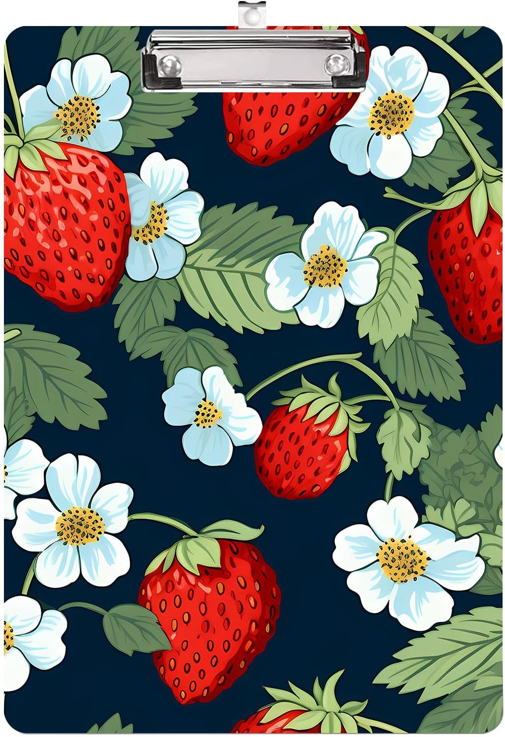 Strawberry Clipboard,Decorative Floral Acrylic Clipboard with Low Profile Metal Clip for Office,School,Teachers,Students Standard Letter Size 9x12.5
