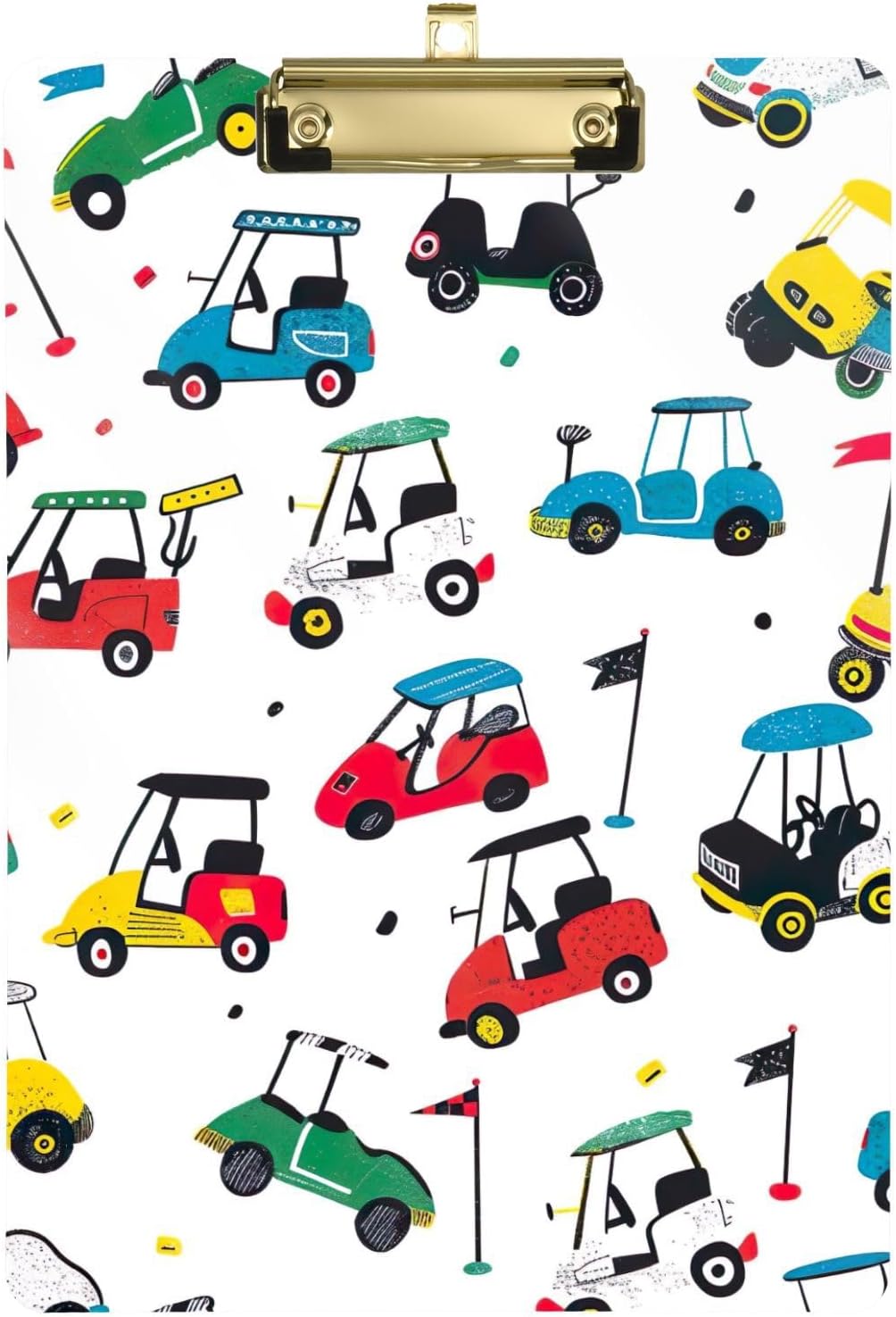 Golf CarThick Clear Acrylic Clipboard with Shiny Gold/Silver Finish Clip21344438