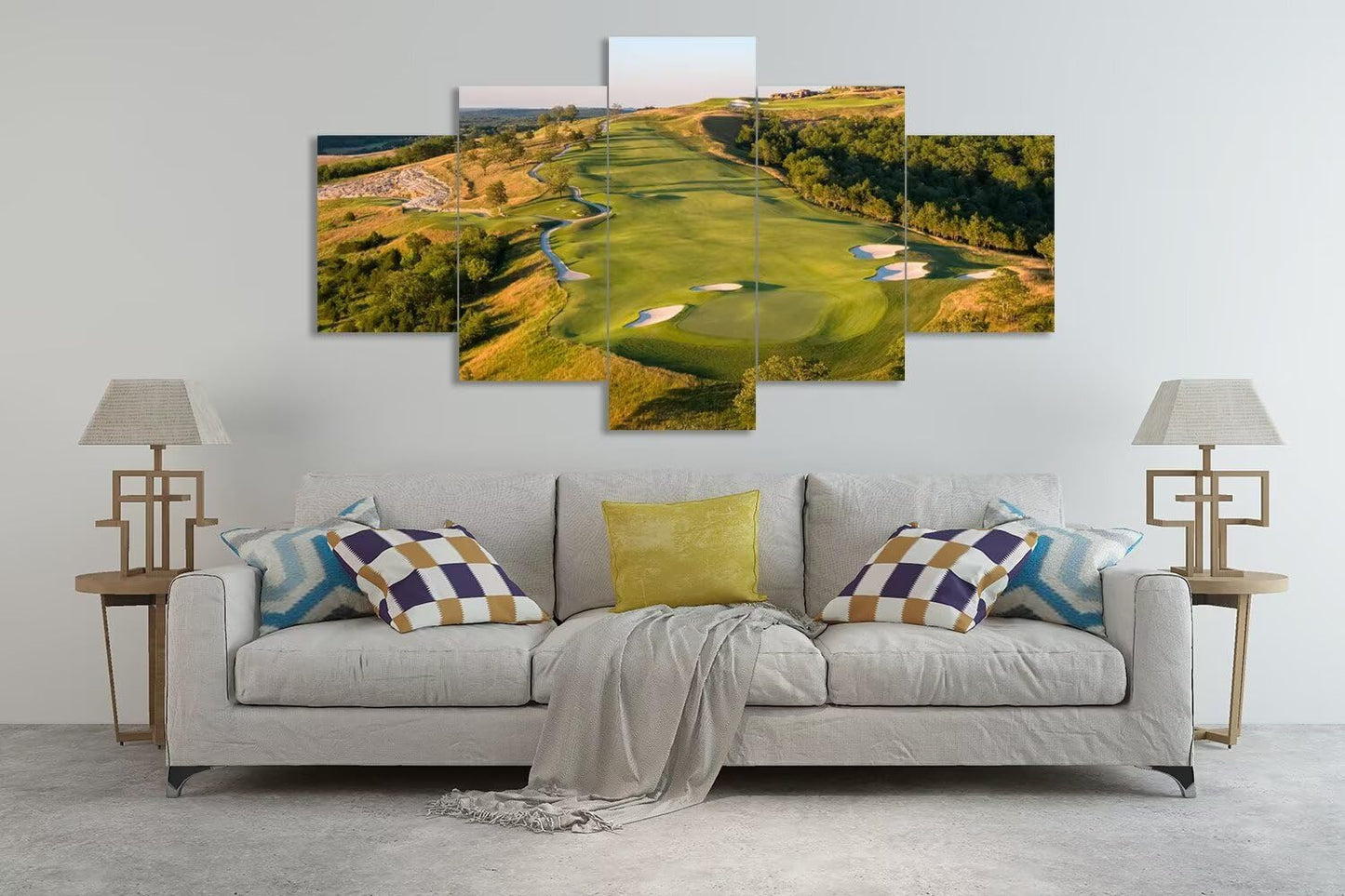 chenchenArt Paynes Valley Golf Course Wall Art for Office Living Room Bedroom Wall Decorations Paynes Valley Golf Course Picture Poster Canvas Prints Framed Ready to Hang(60''W x 32''H)